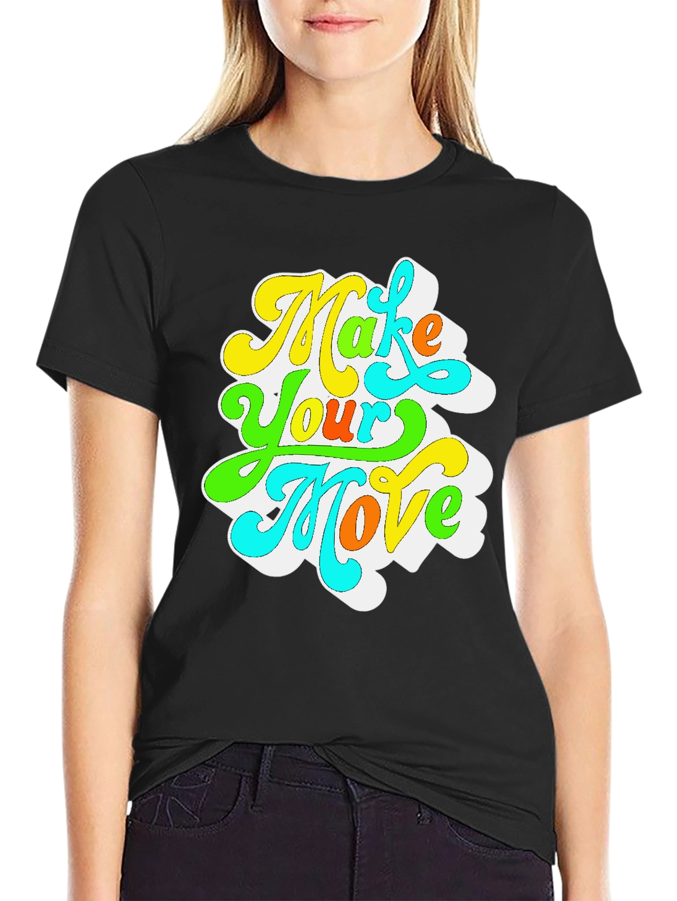 Black Make Your Move Retro Graphic T-Shirt view 2