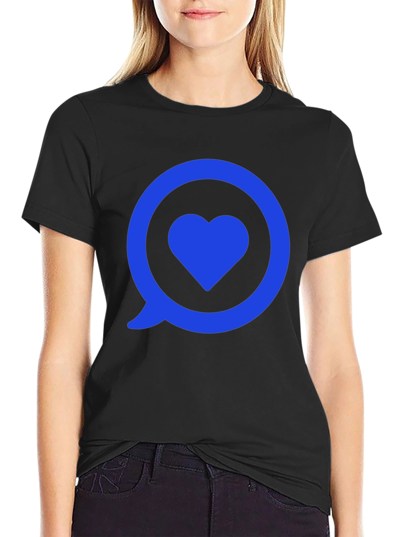 Black Heart in Speech Bubble Graphic Tee - Modern Style view 2