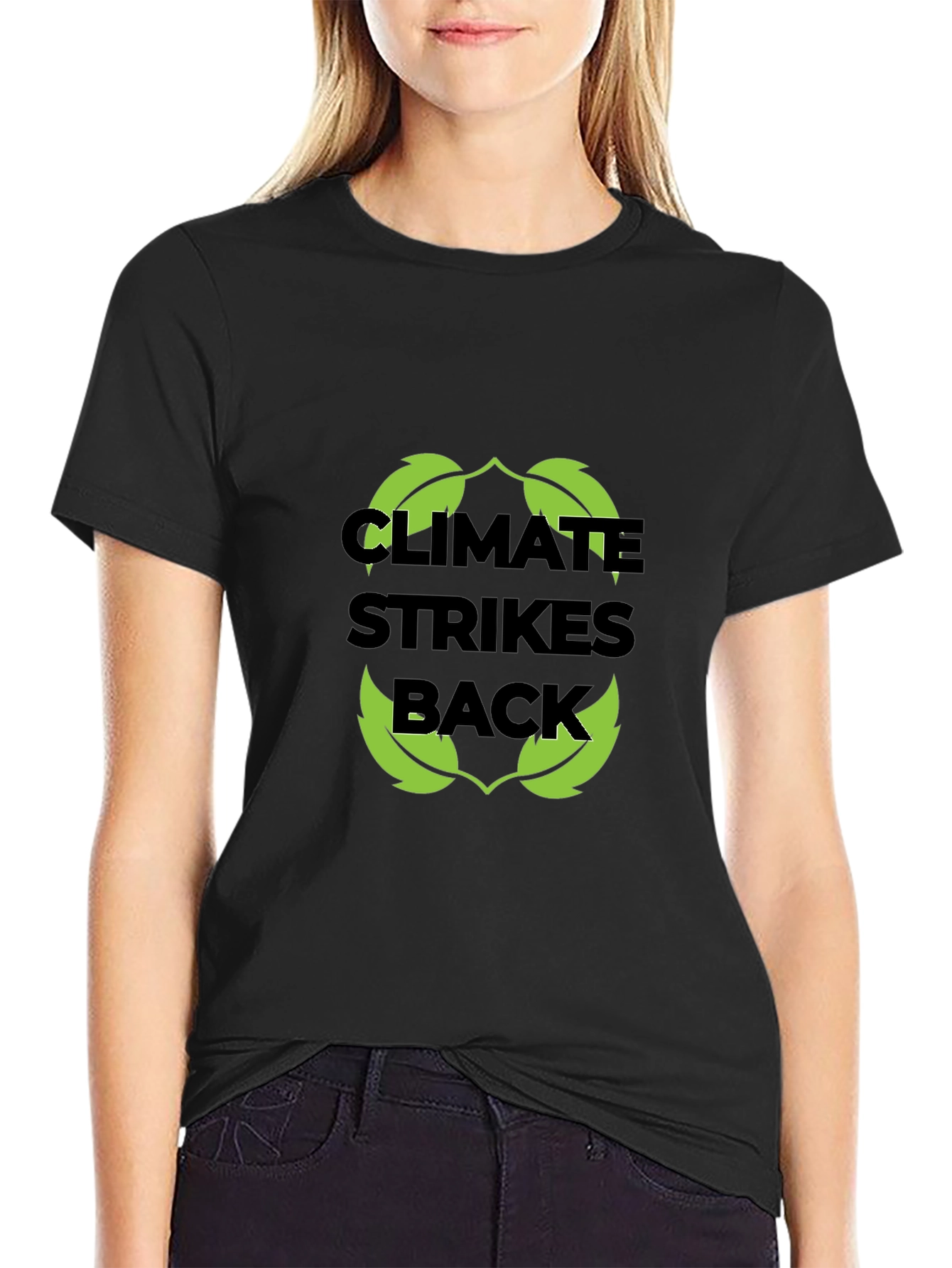 Black Climate Strikes Back T-Shirt - Eco-Friendly Design view 2