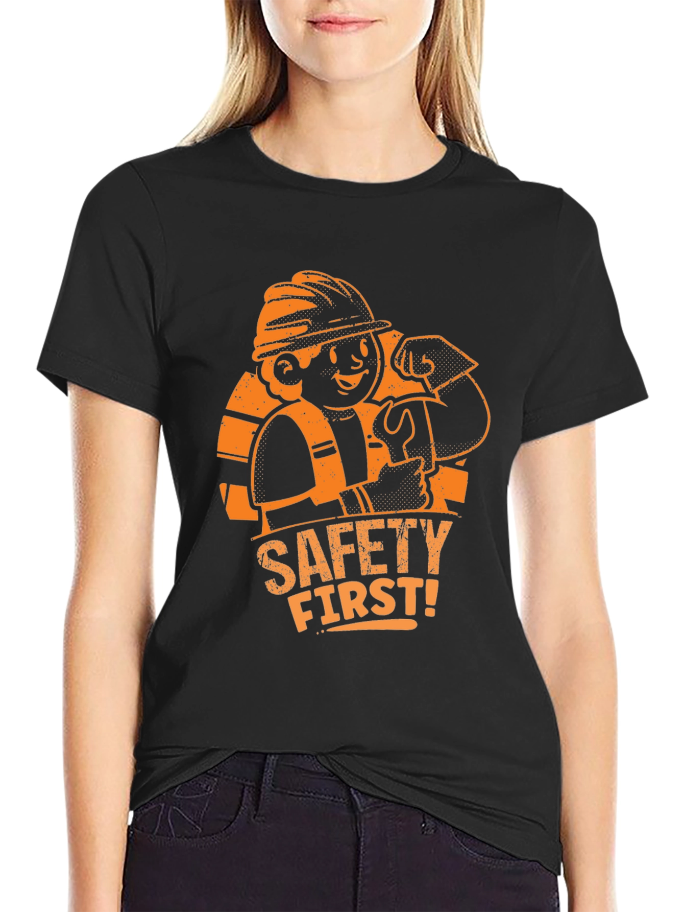 Black Safety First! Graphic T-Shirt view 2