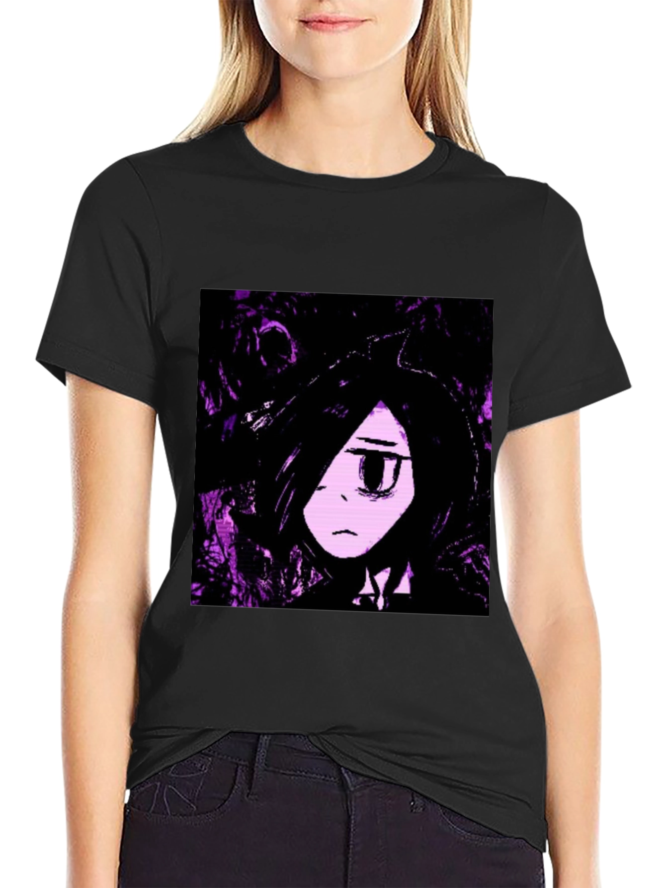 Black Anime Graphic Black T-Shirt view 2
