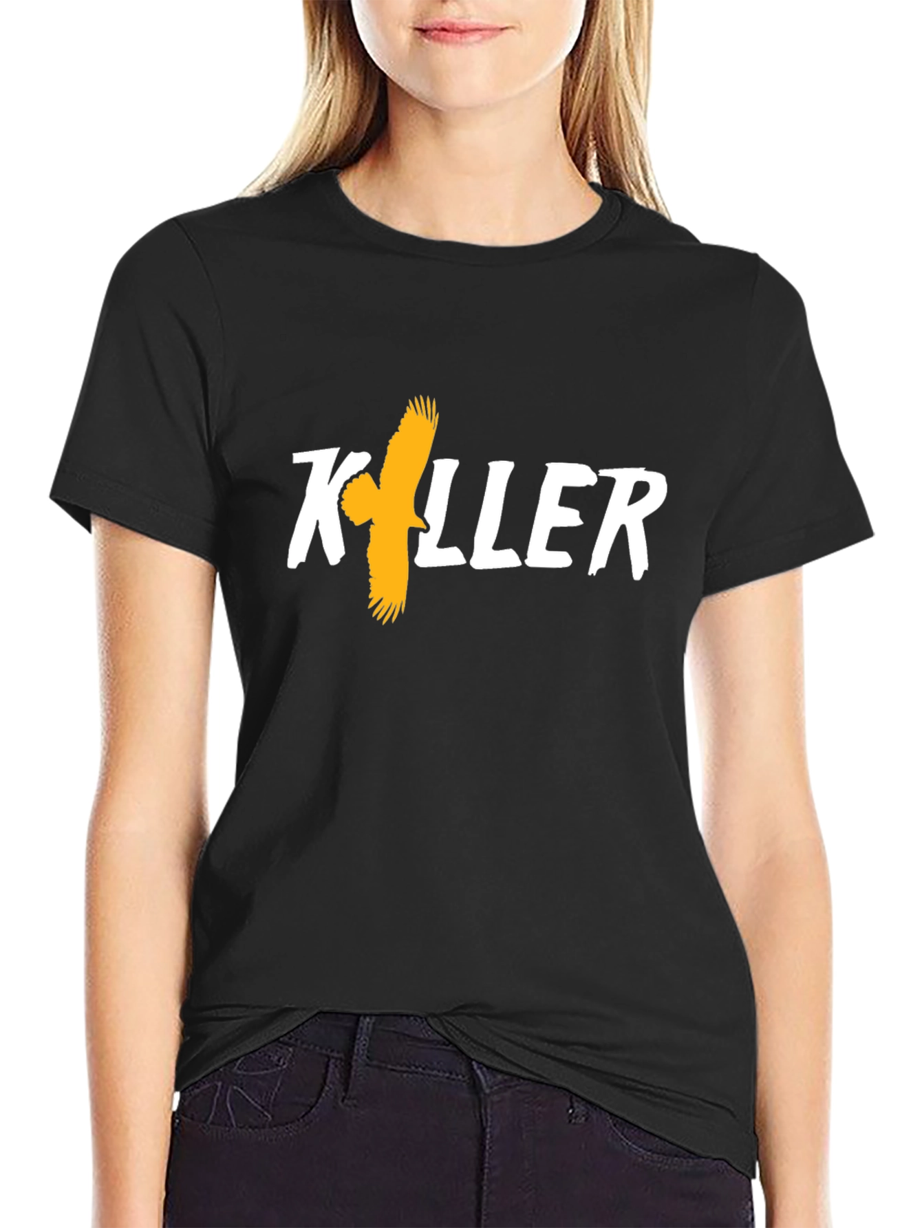 Black Killer Eagle Black T-Shirt - Bold Graphic Tee view 2