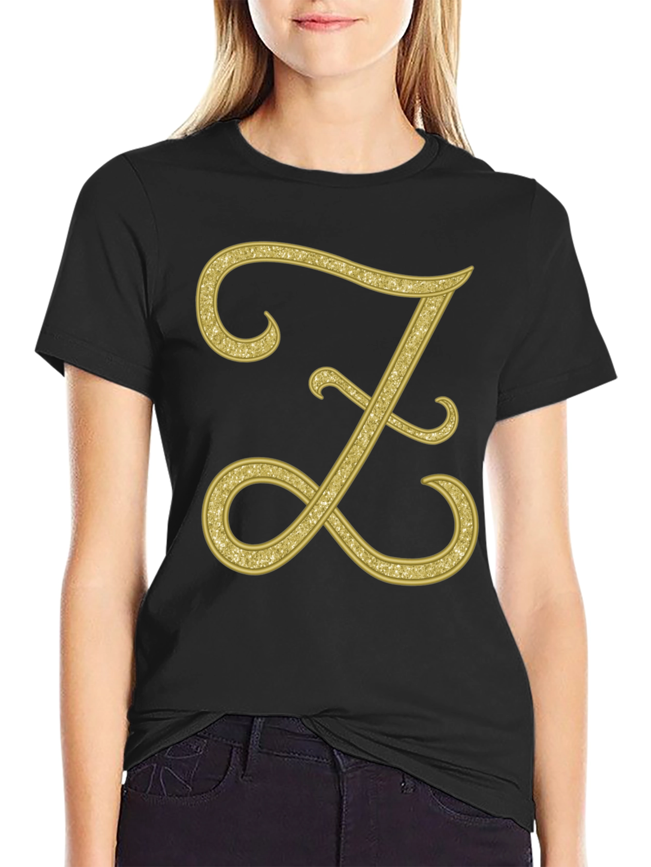 Black Elegant Letter Z T-Shirt - Stylish Initial Tee view 2