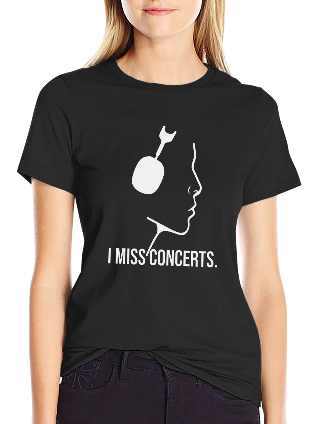 Black I Miss Concerts Graphic Tee - Black Crew Neck T-Shirt view 2