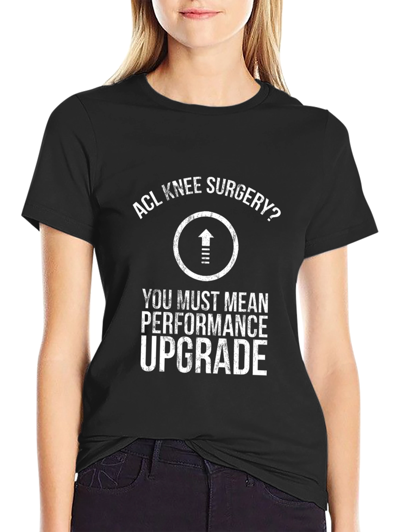 Black ACL Knee Surgery Performance Upgrade T-Shirt view 2