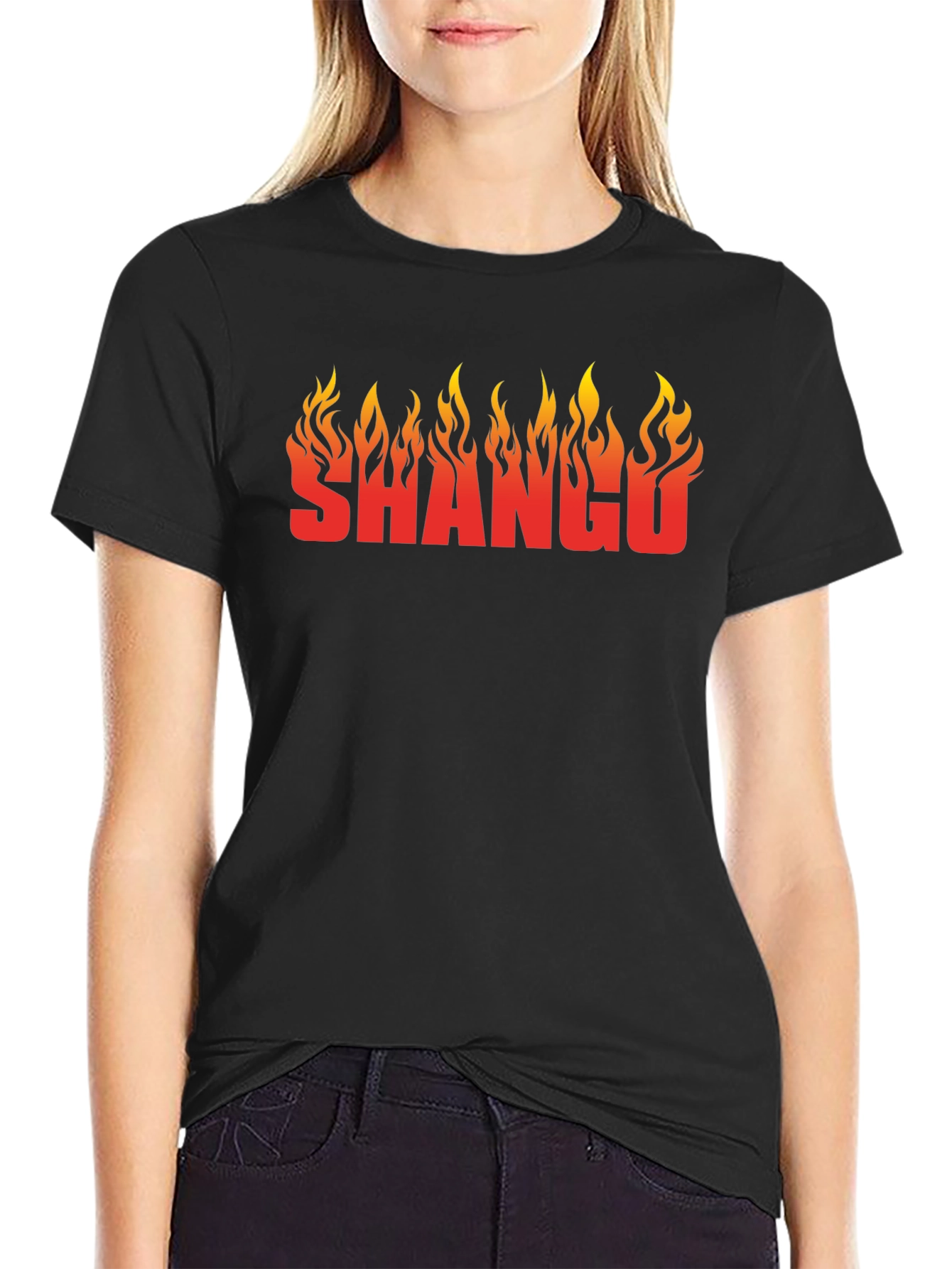 Black Shango Flame Graphic Black T-Shirt view 2