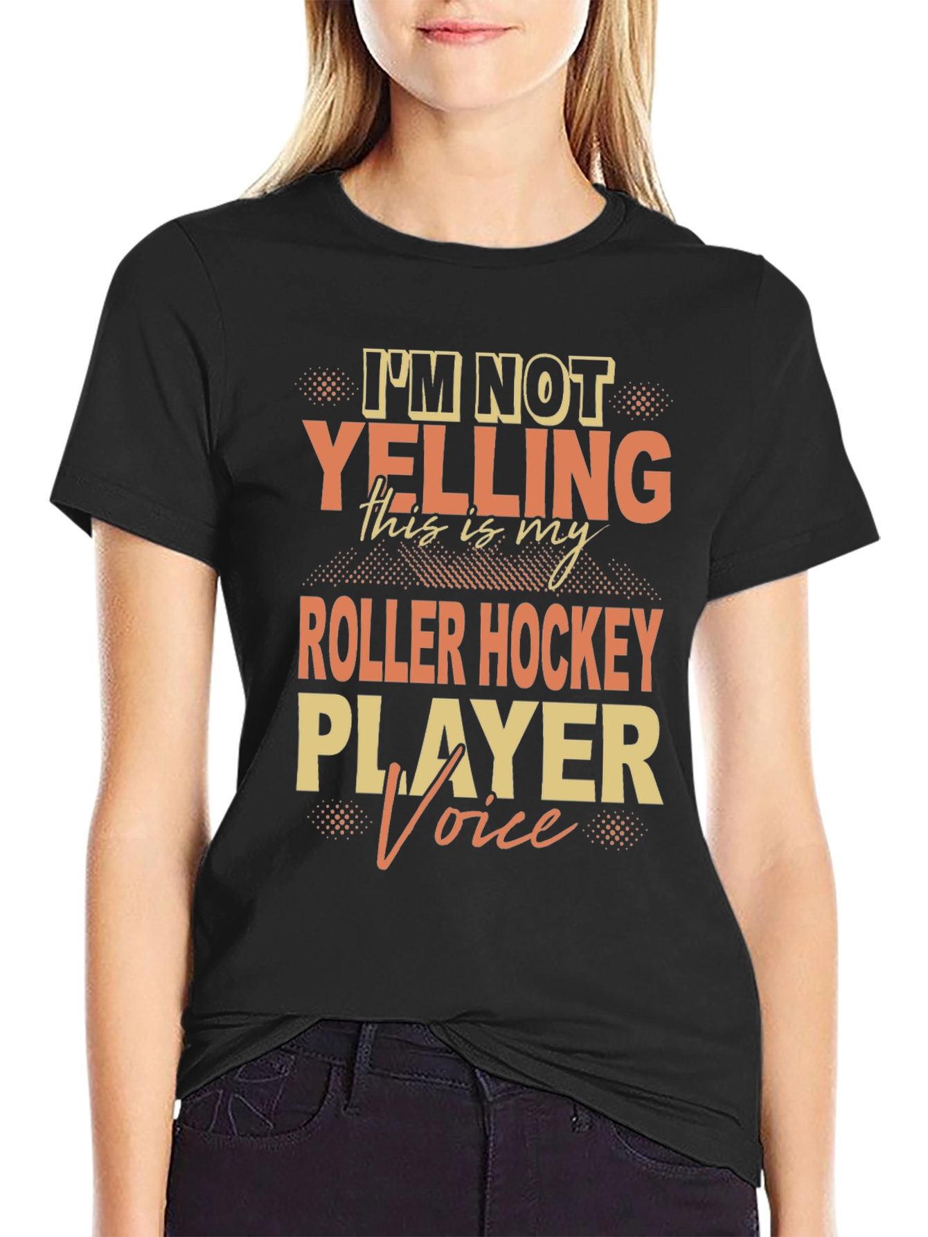 Black Roller Hockey Player Voice T-Shirt view 2
