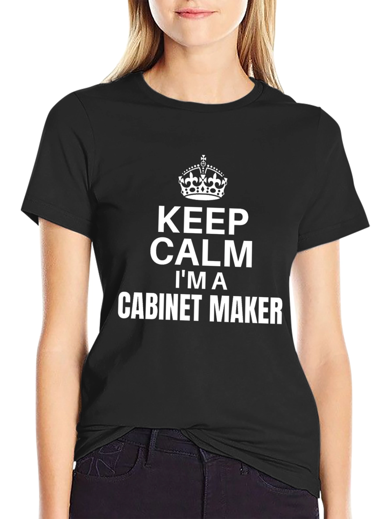 Black Keep Calm Cabinet Maker Black T-Shirt view 2
