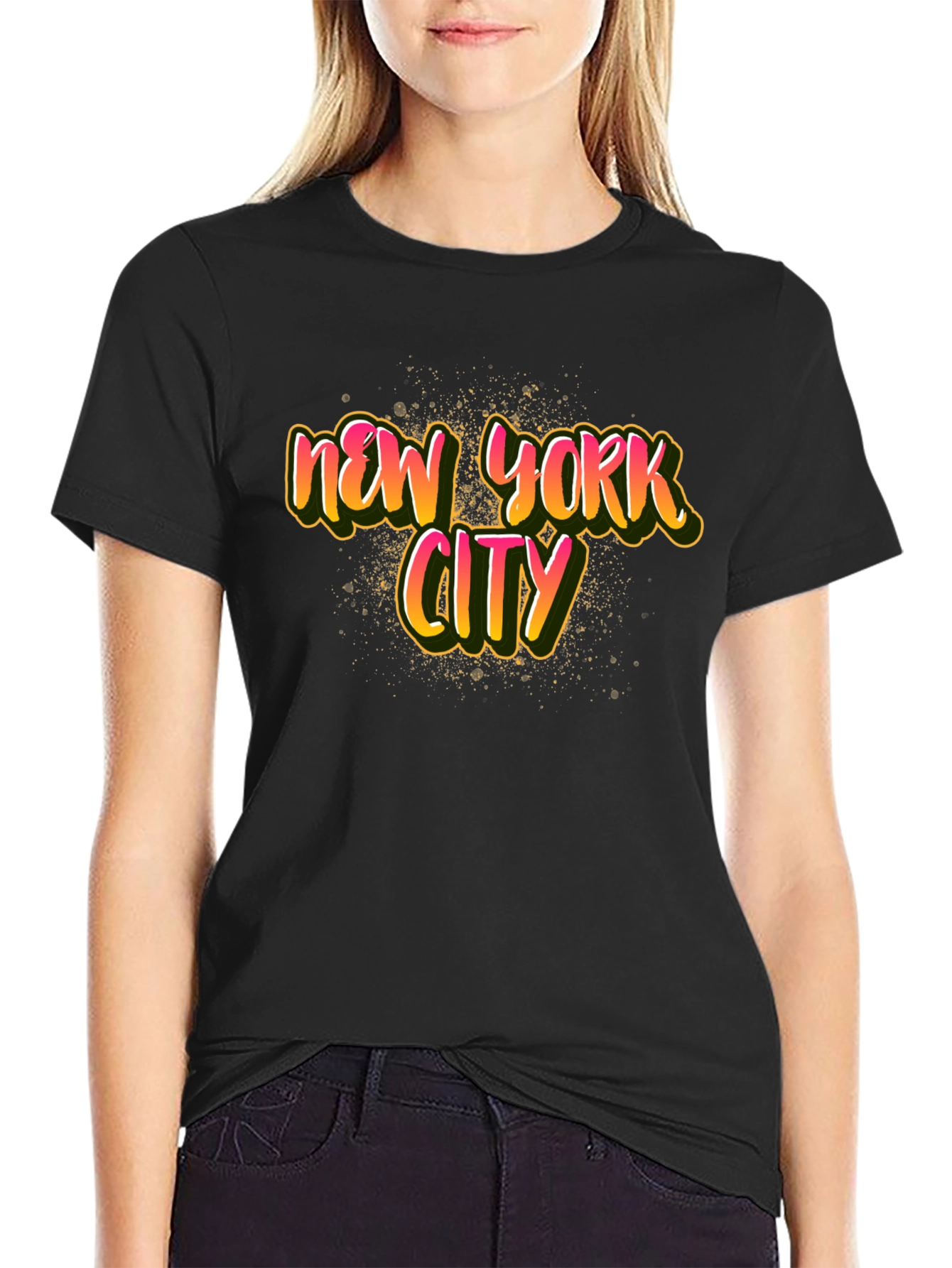 Black New York City Graphic Print Black T-Shirt view 2