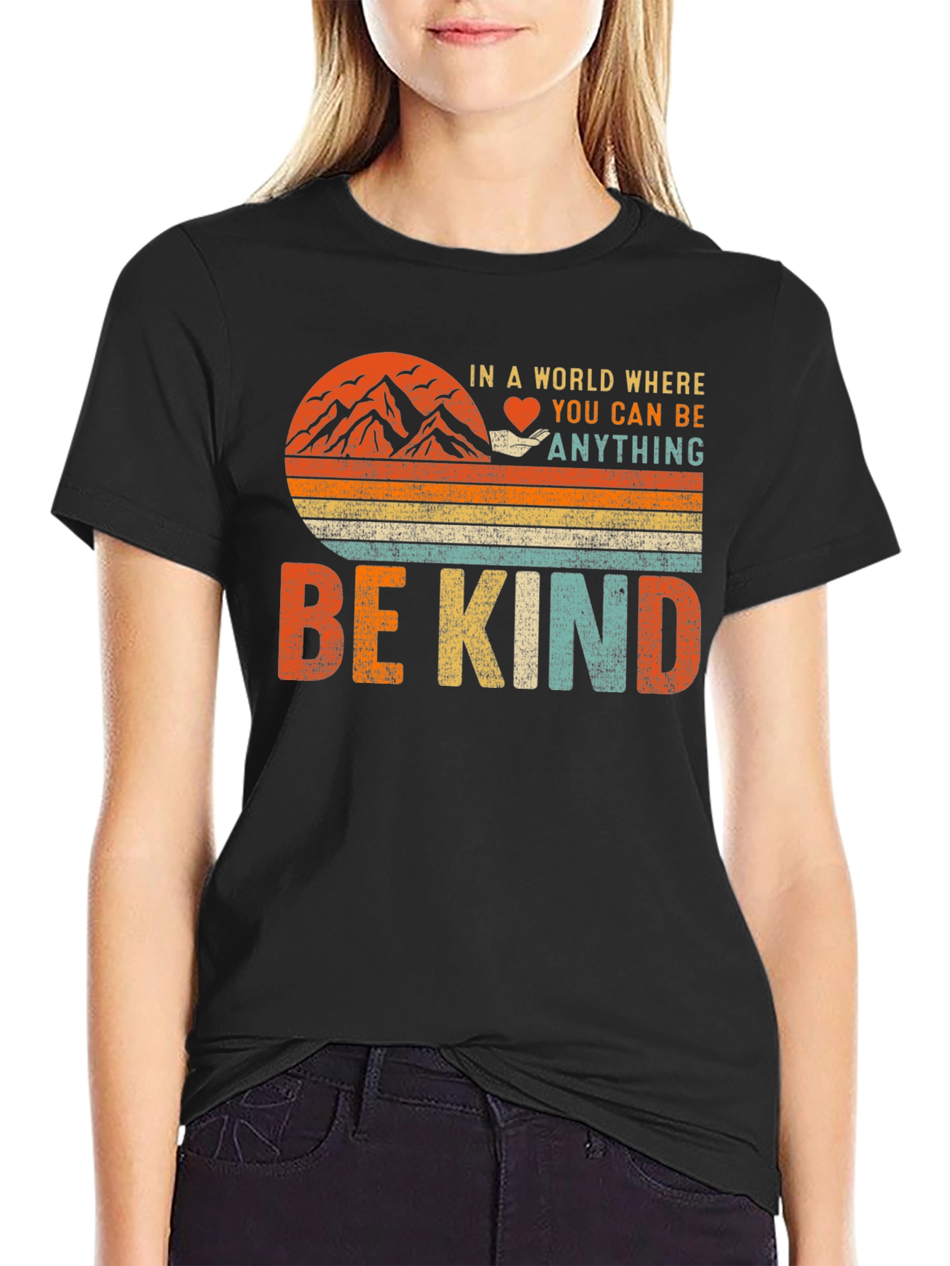 Black Be Kind Graphic T-Shirt - Inspiring Vintage Design view 2