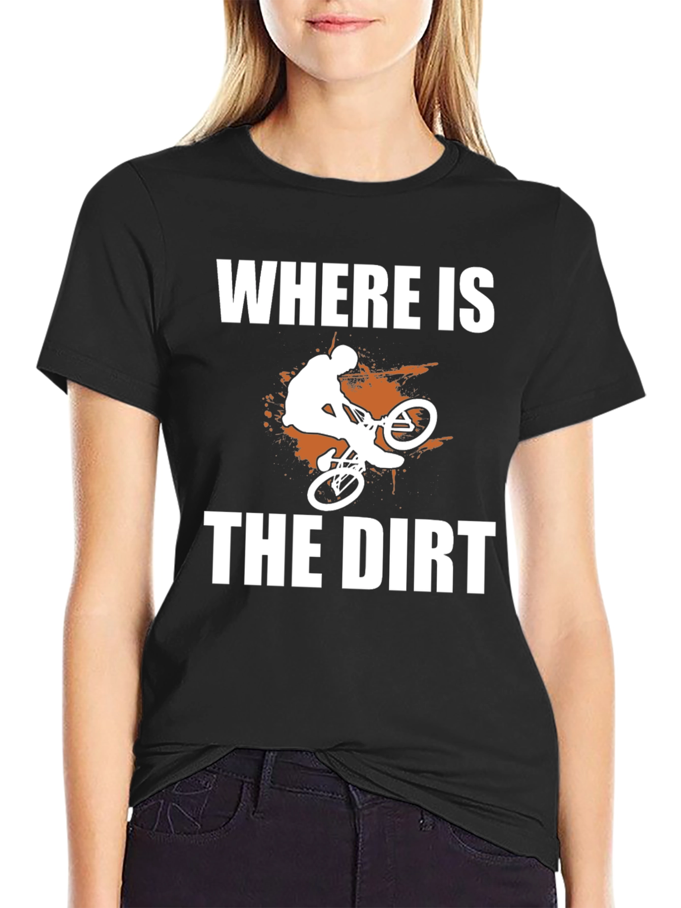 Black Where is the Dirt? Mountain Bike Graphic Tee view 2