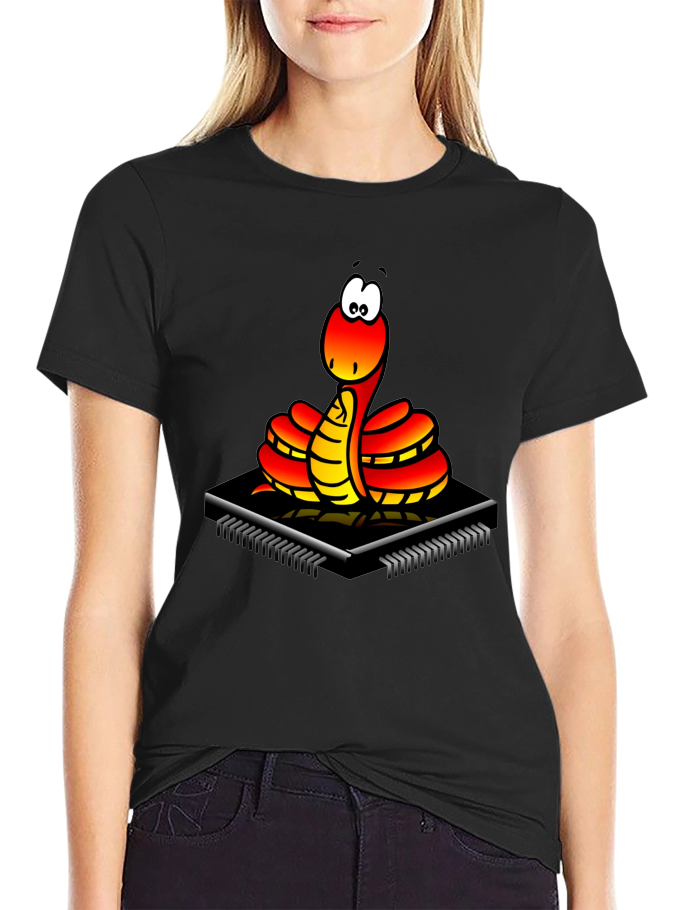 Black Geek Chic: Snake on Circuit Board T-Shirt view 2