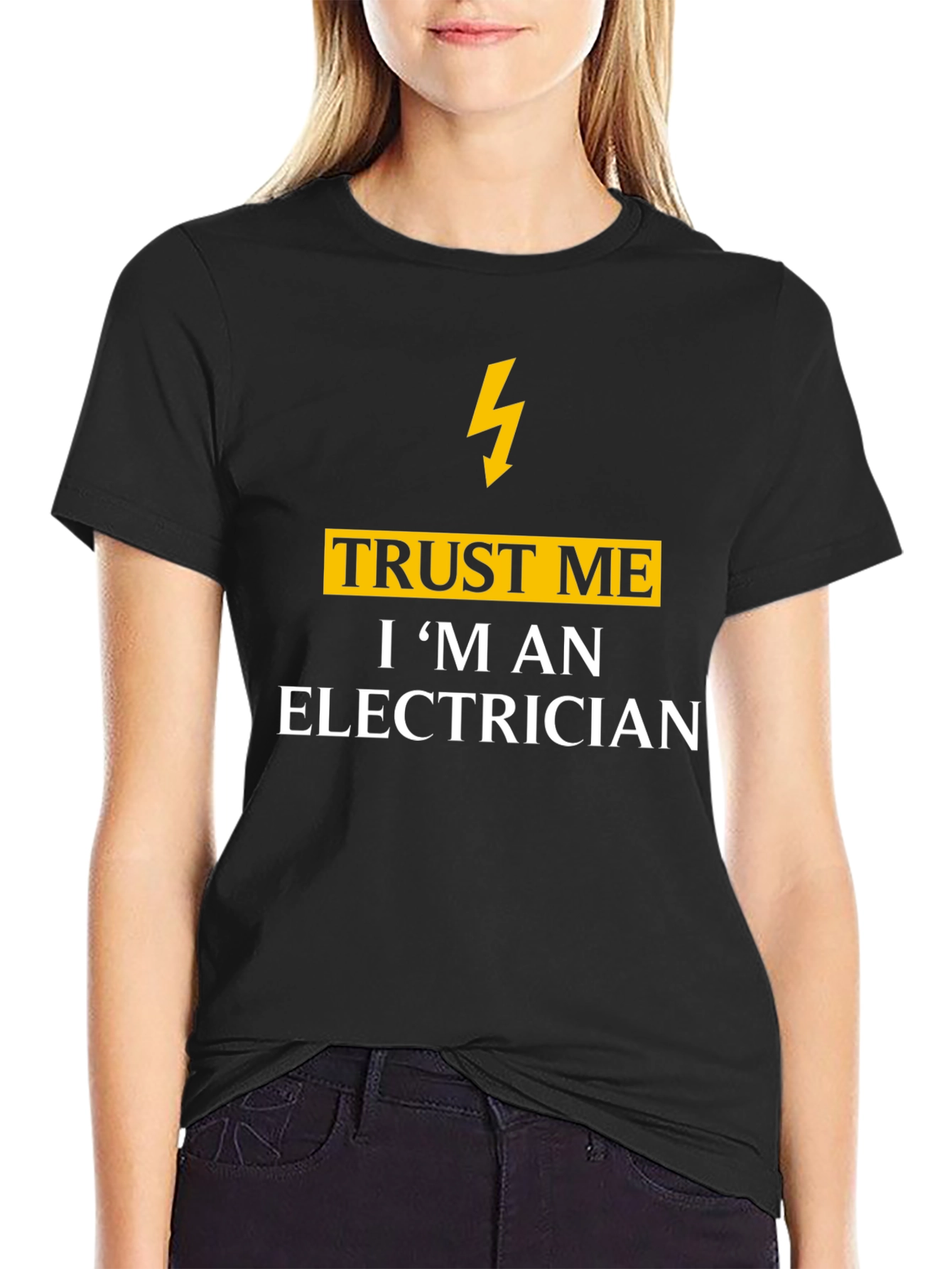 Black Trust Me I'm An Electrician T-Shirt view 2