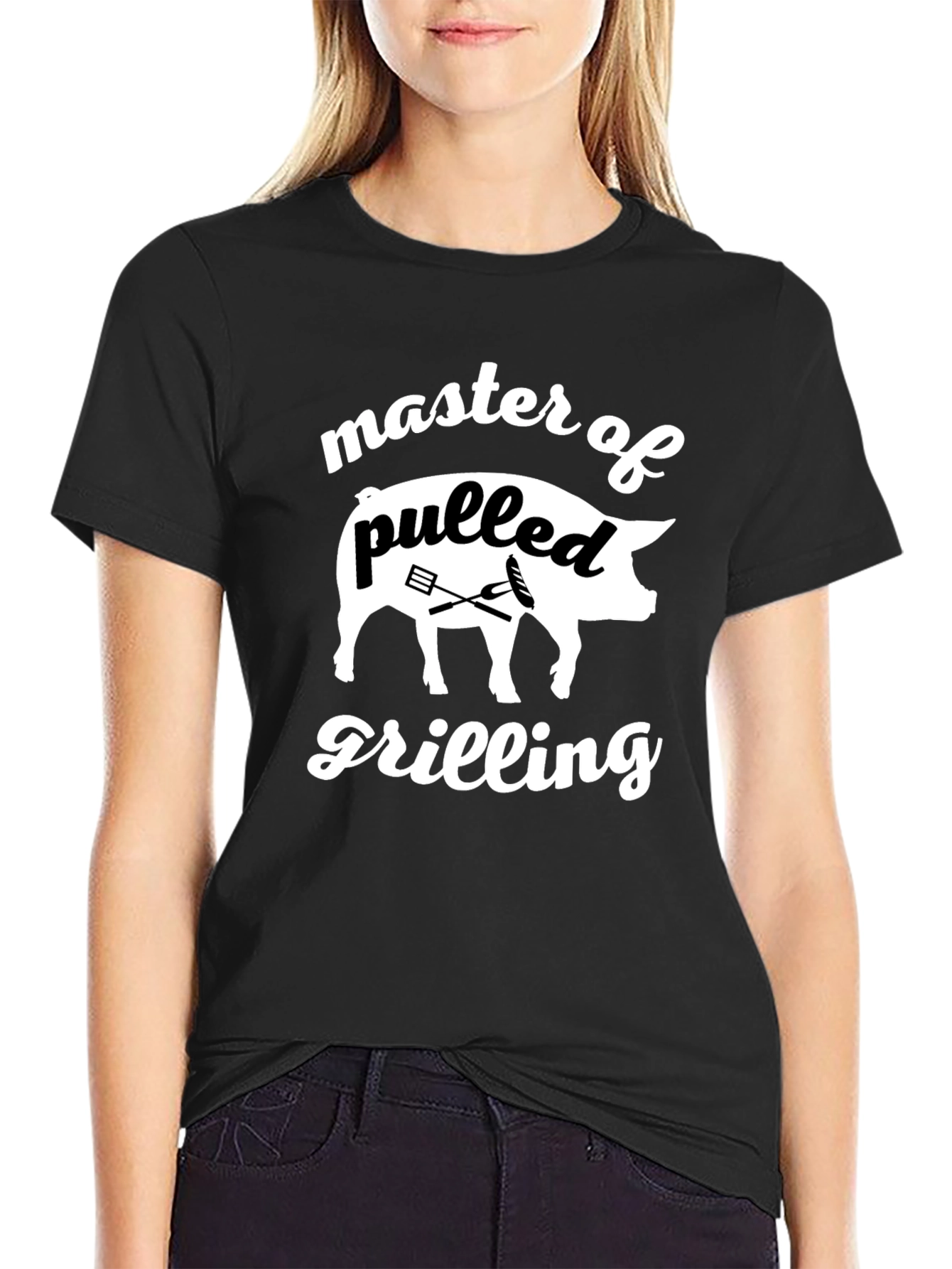 Black Master of Pulled Grilling Black T-Shirt view 2
