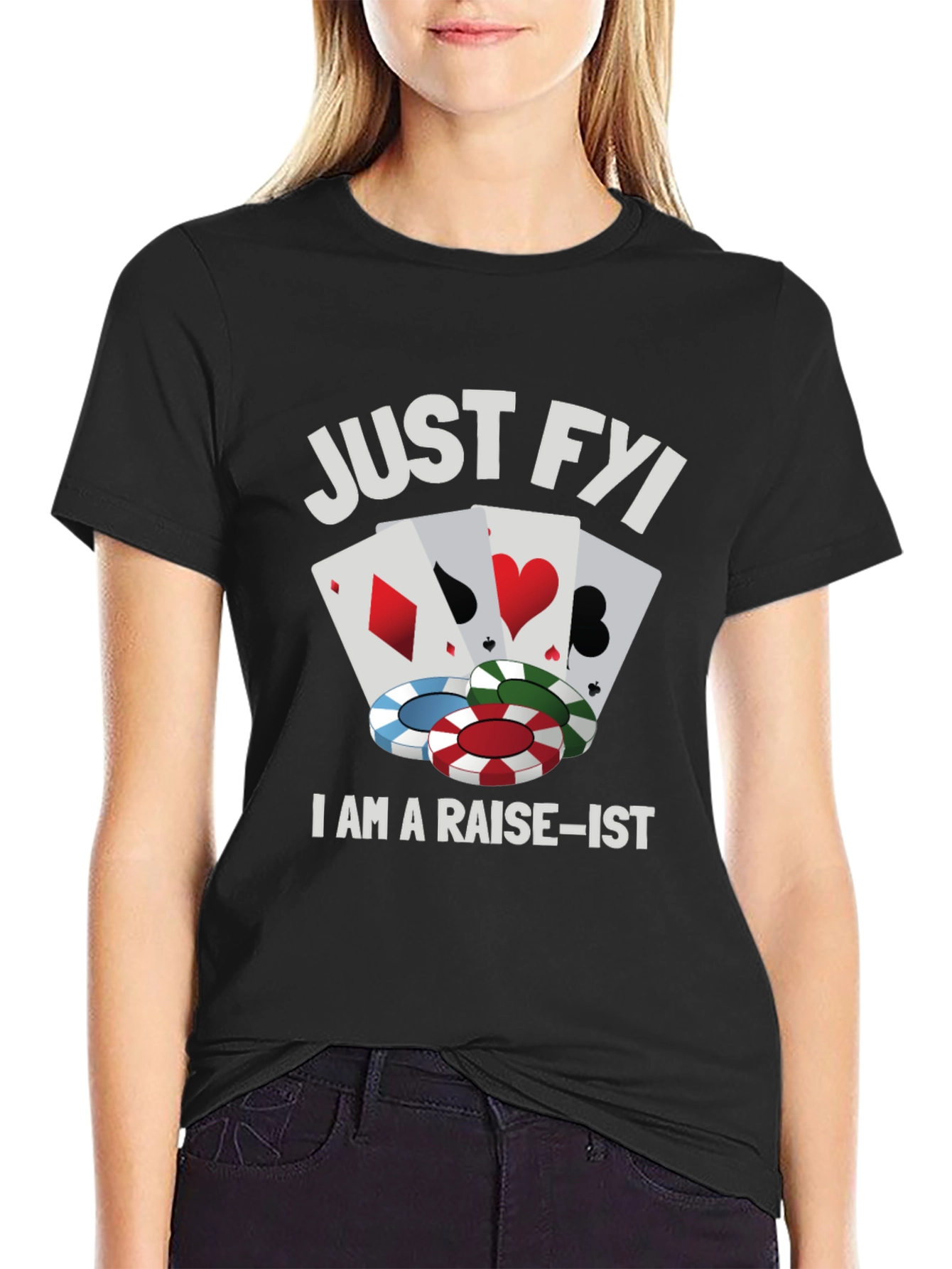 Black Poker Raise-ist Funny Graphic T-Shirt view 2