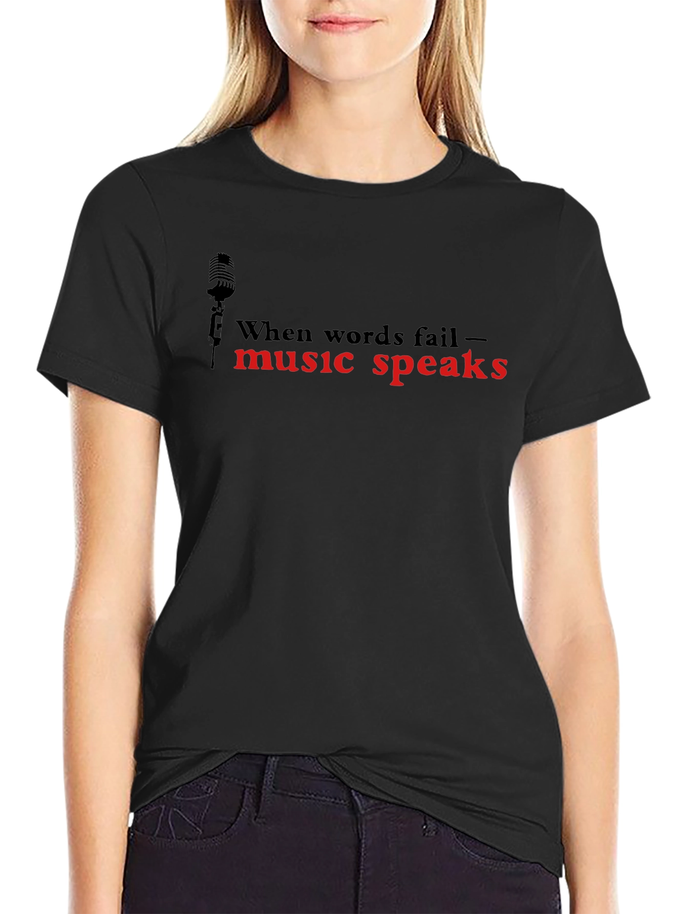 Black Music Speaks Graphic T-Shirt - Black view 2