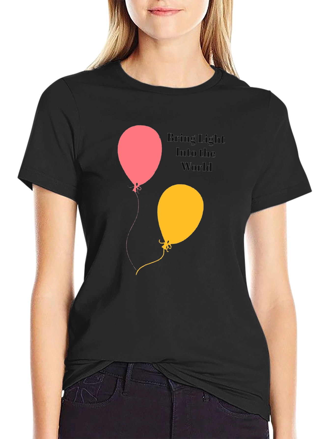 Black Bring Light Into the World Balloon Graphic Tee view 2