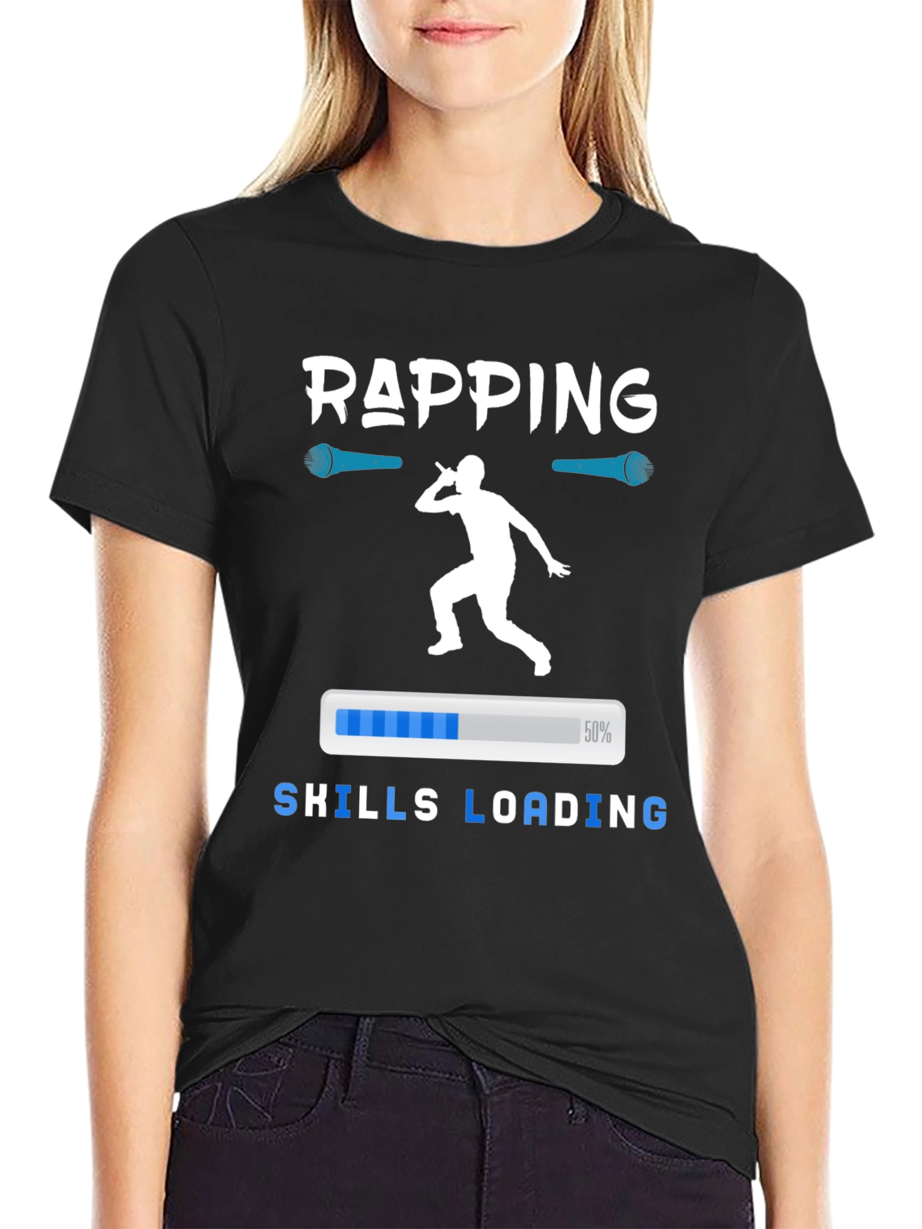 Black Rapping Skills Loading Graphic T-Shirt view 2