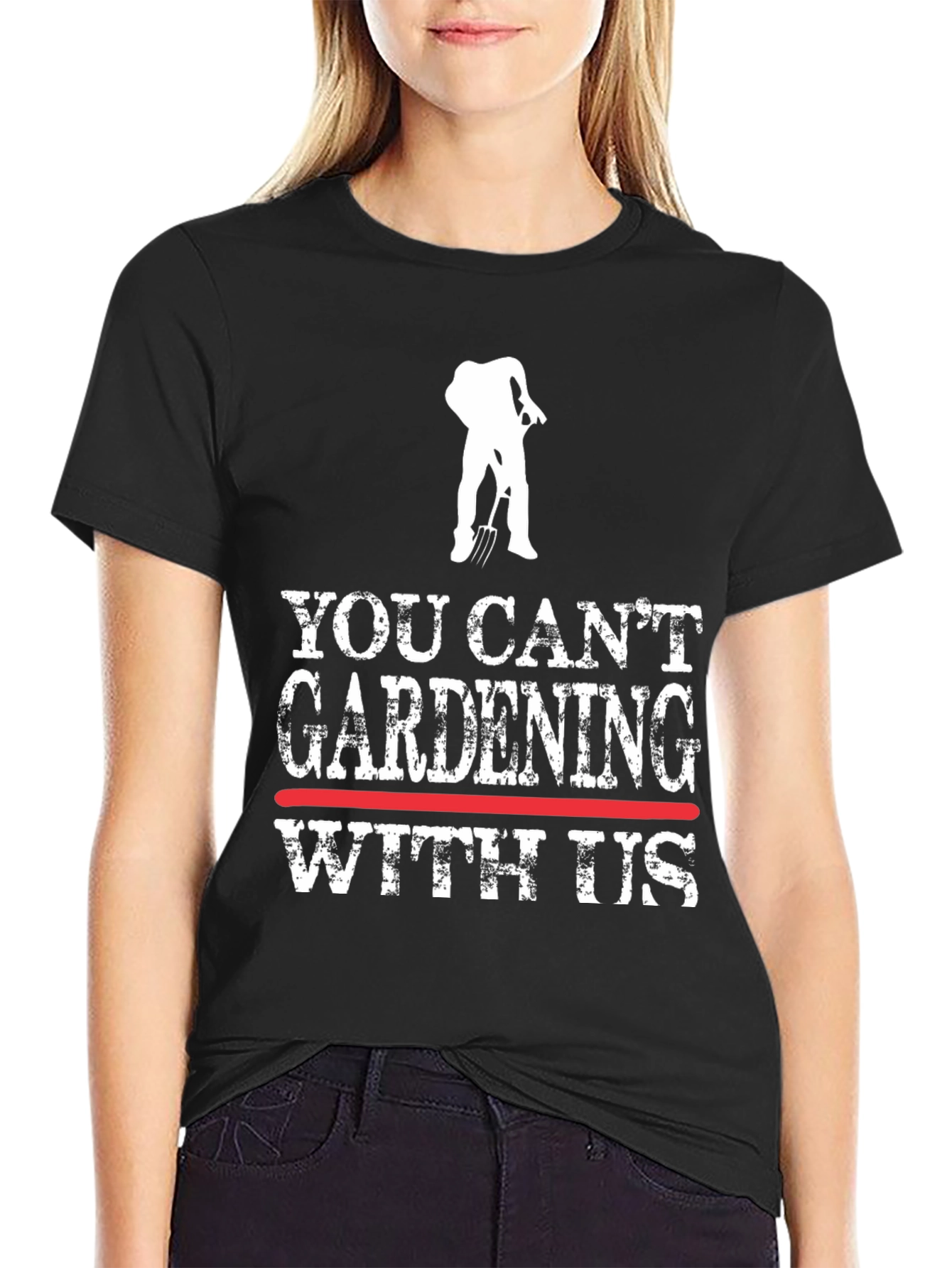 Black Funny Gardening T-Shirt - "You Can't Gardening With Us" view 2