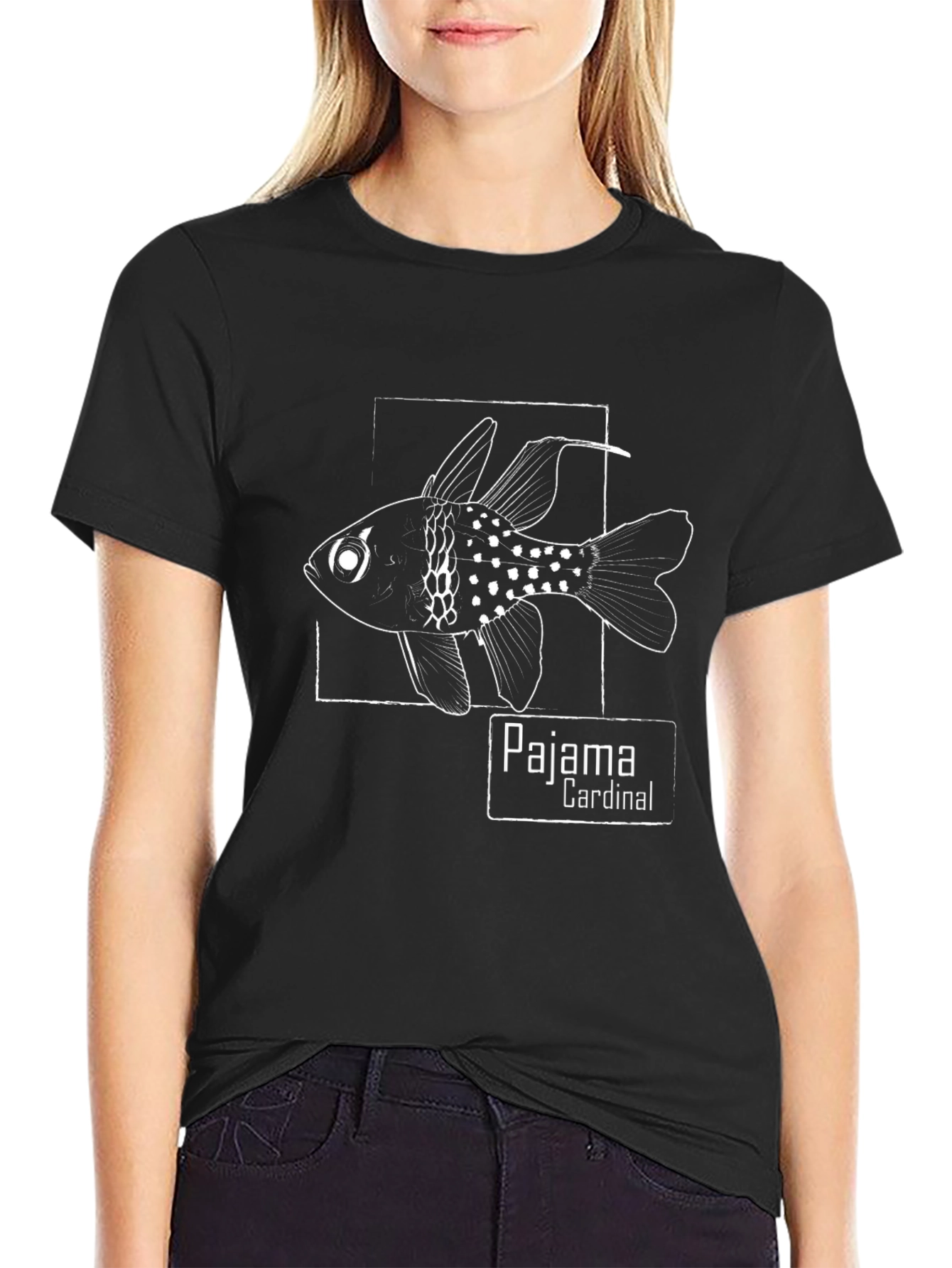 Black Pajama Cardinal Fish Graphic T-Shirt view 2