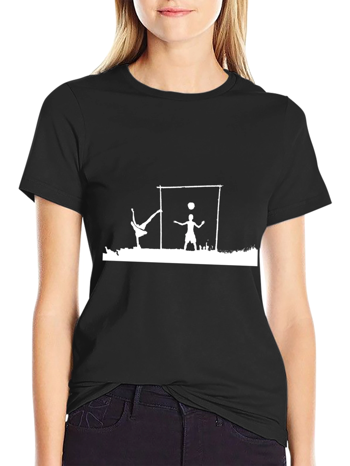Black Black T-Shirt with Capoeira Silhouette Design view 2