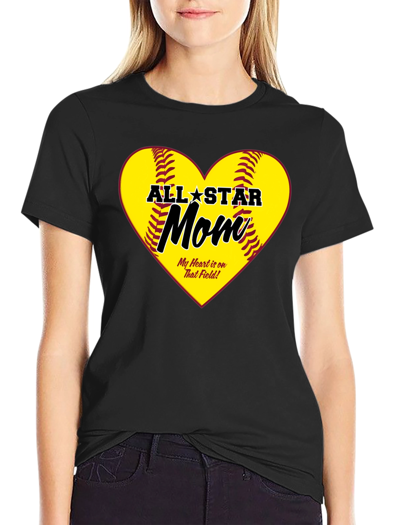 All-Star Mom Heart Design T-Shirt - 2