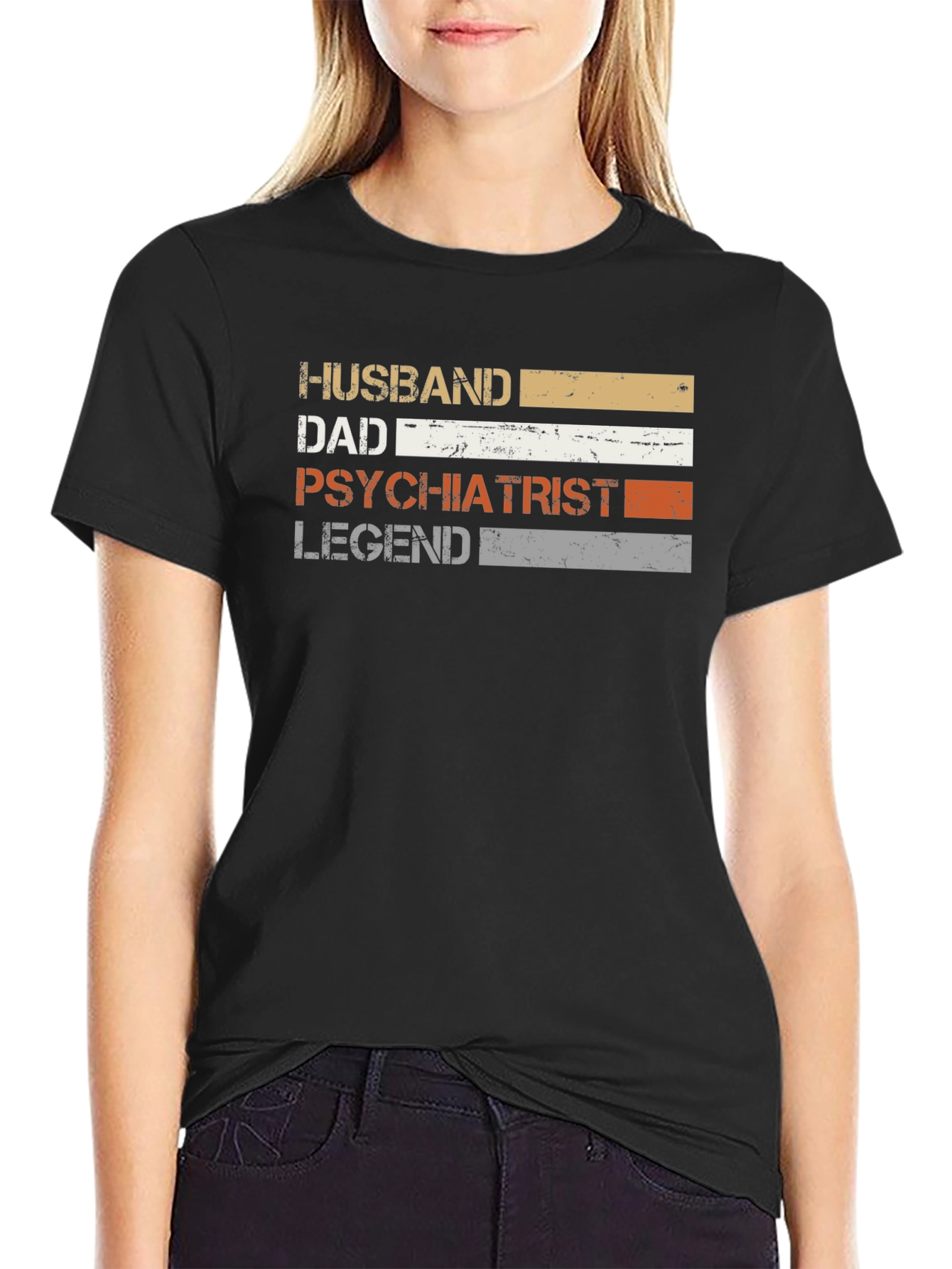 Black Husband Dad Psychiatrist Legend T-Shirt view 2