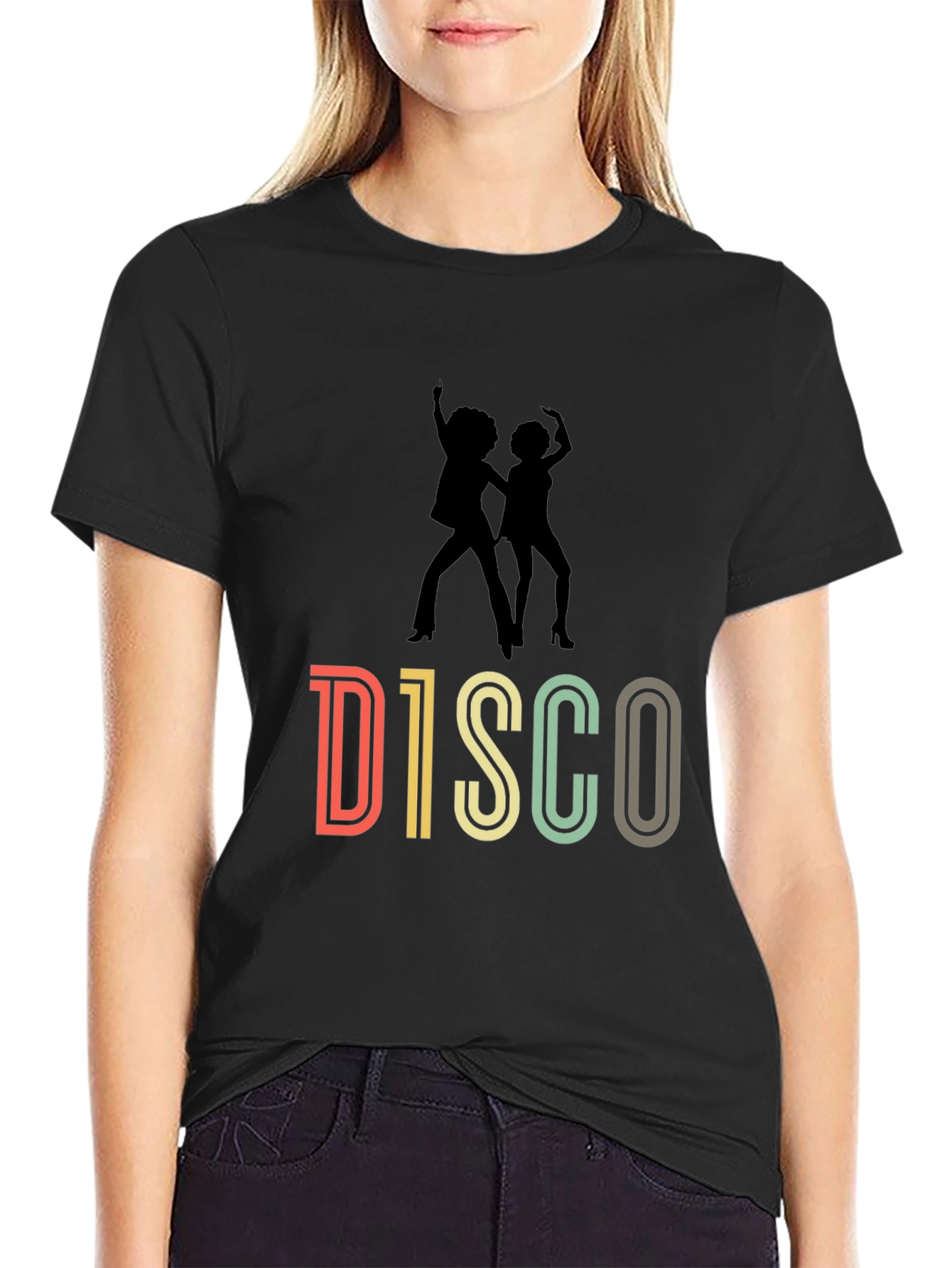Black Retro Disco T-Shirt - Vintage Dance Design view 2