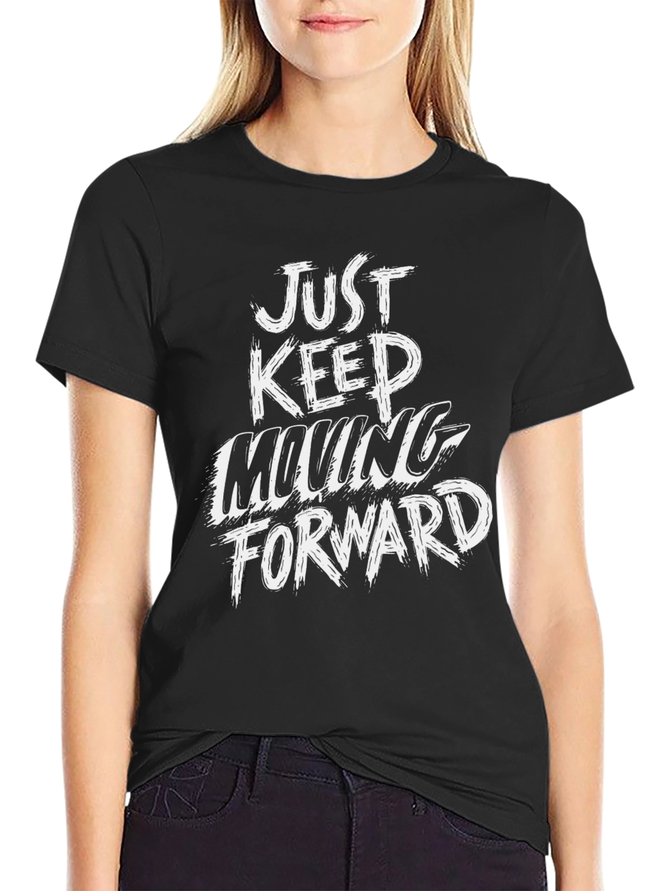 Black Just Keep Moving Forward Graphic Tee view 2