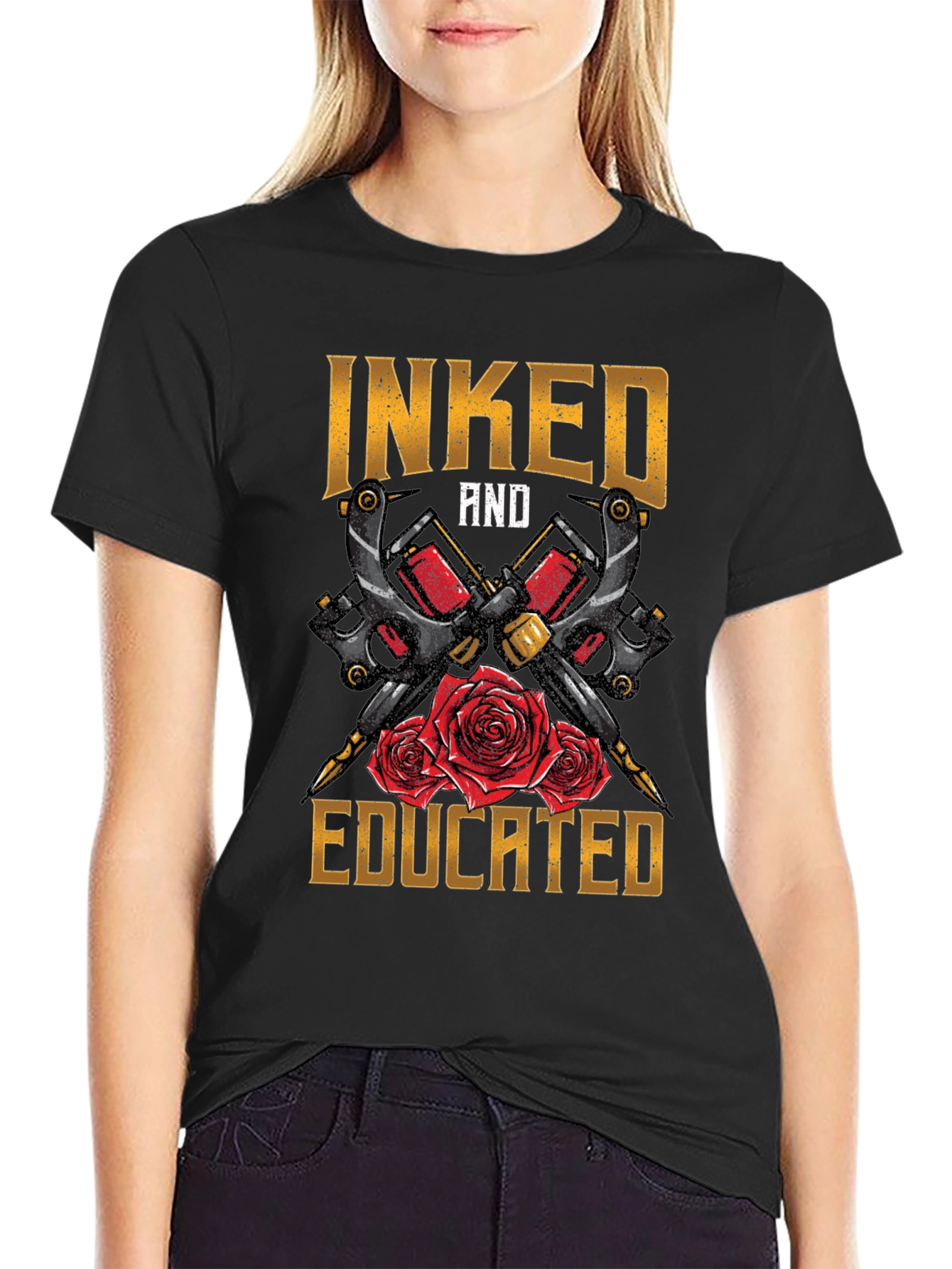 Black Inked and Educated Tattoo Artist T-Shirt view 2