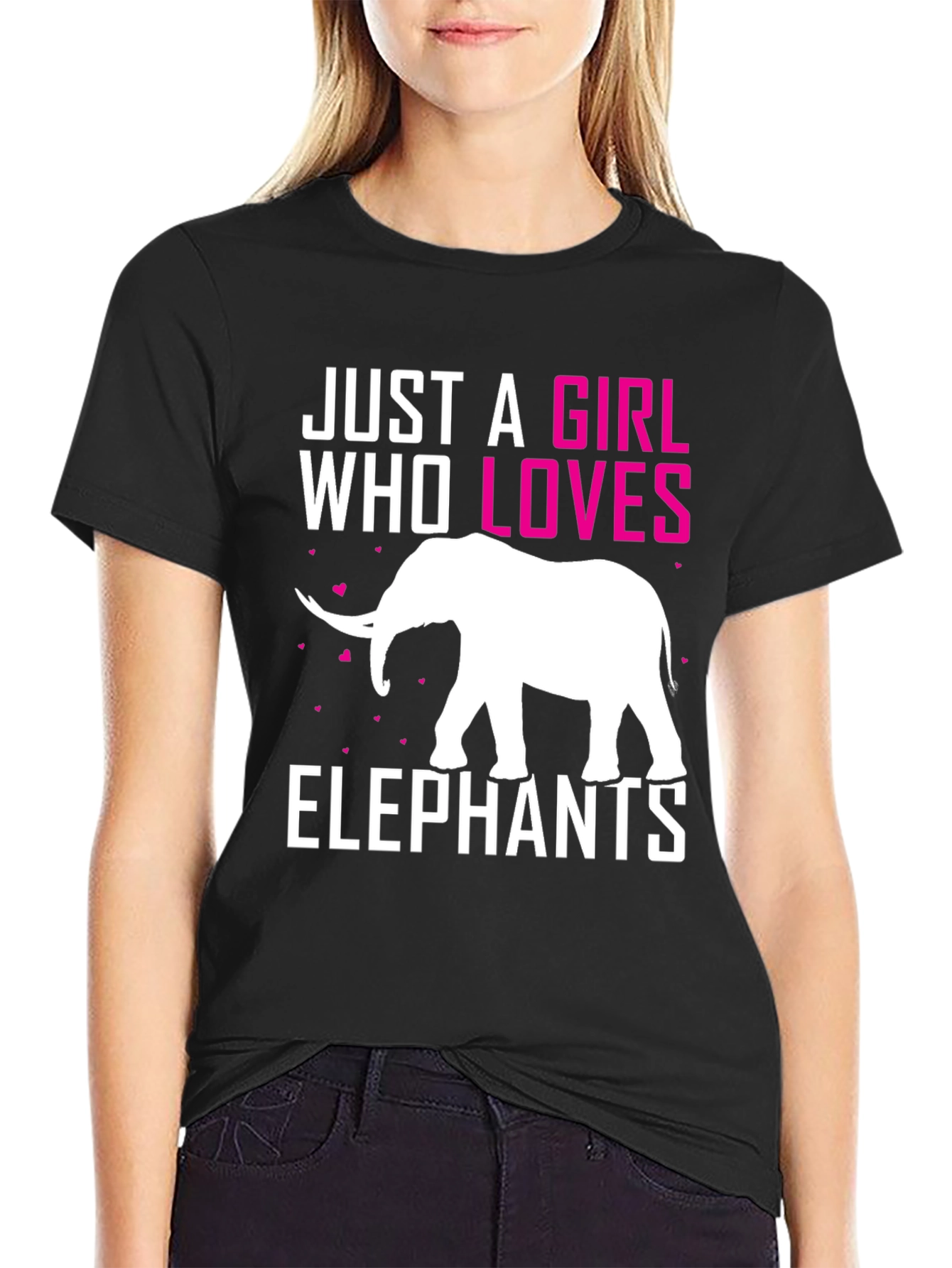 Black Just a Girl Who Loves Elephants T-Shirt view 2