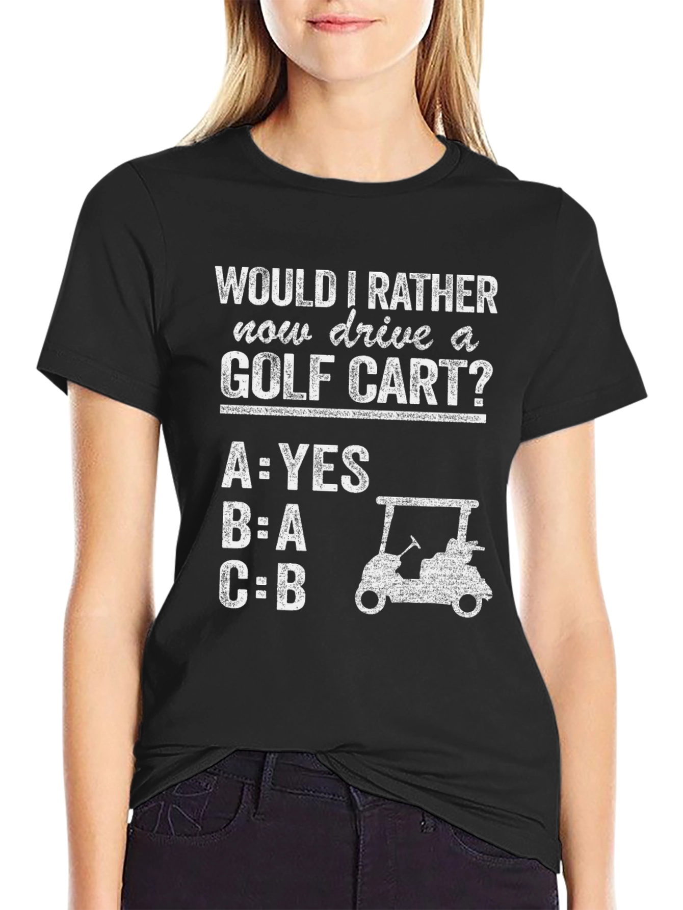 Black Funny Golf Cart T-Shirt view 2