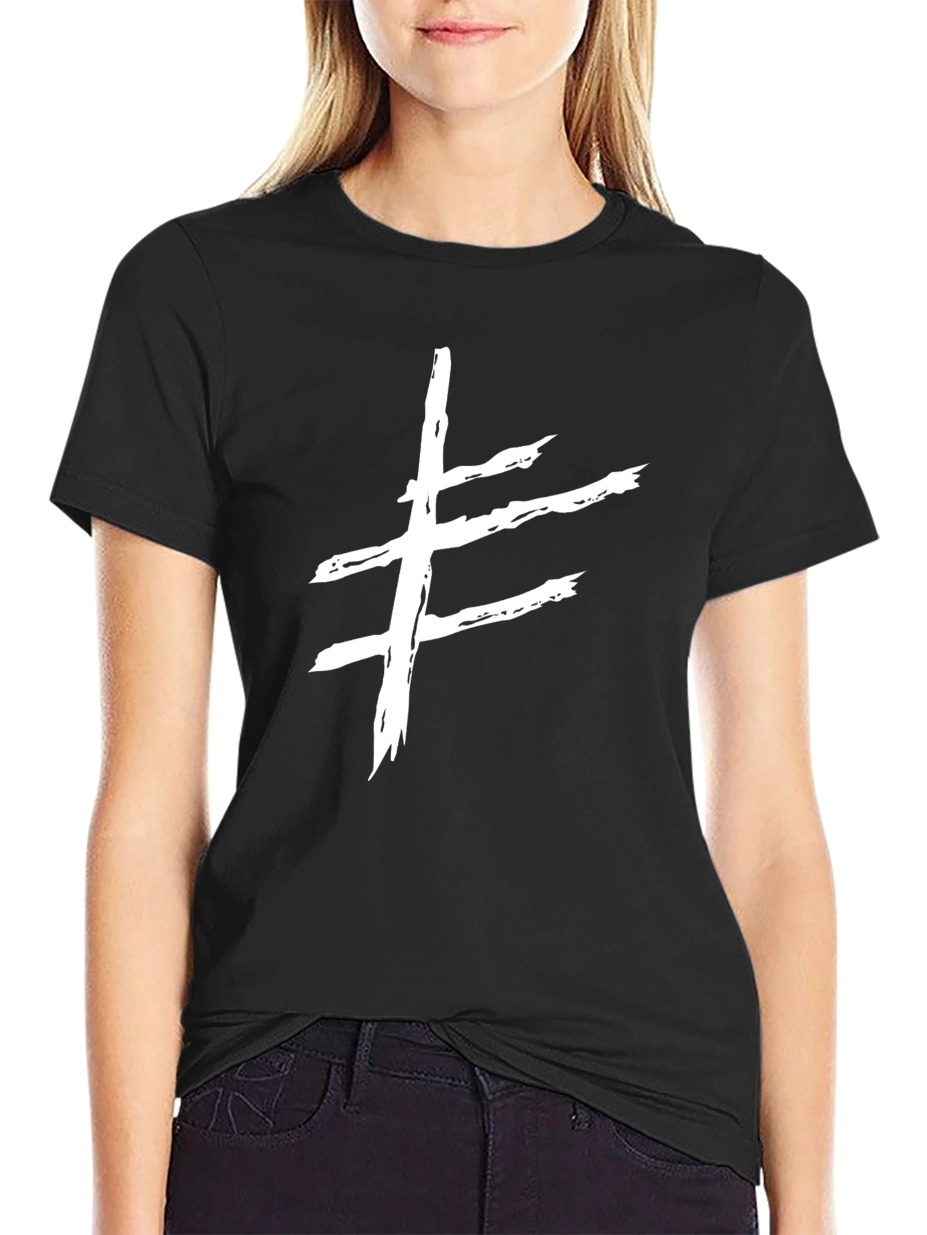Black Abstract Symbol Black T-Shirt view 2