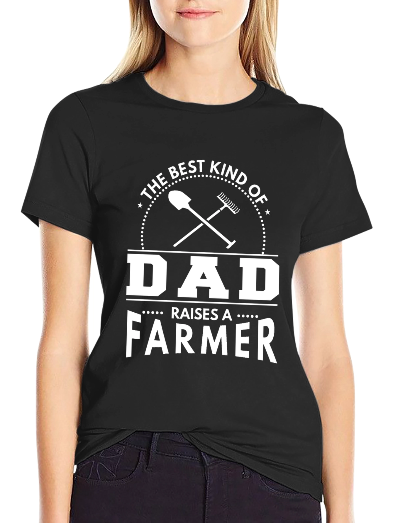 Black The Best Kind of Dad Raises A Farmer Black T-Shirt view 2