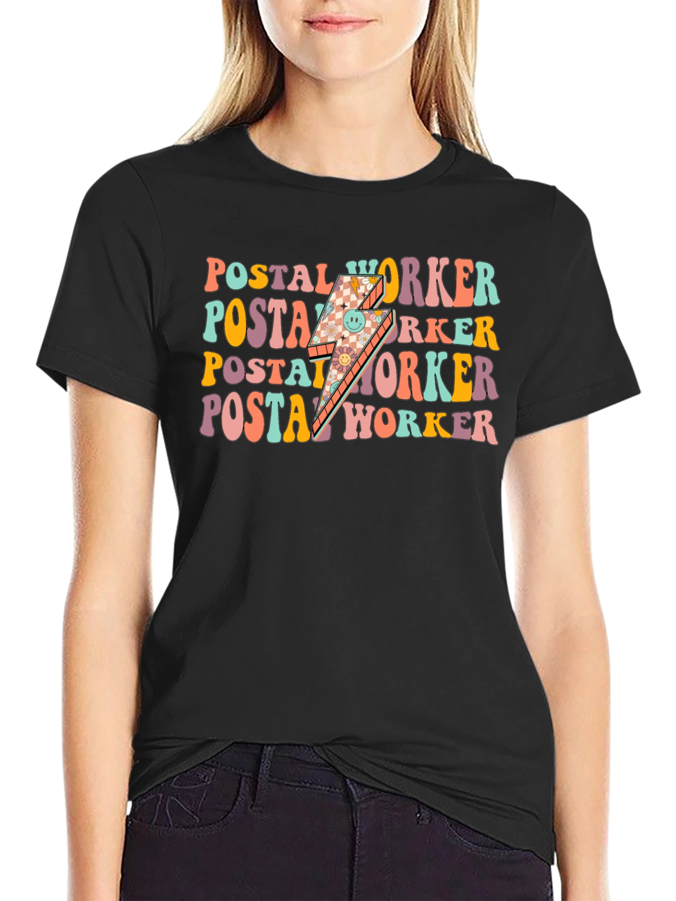 Black Postal Worker Retro Graphic Tee view 2