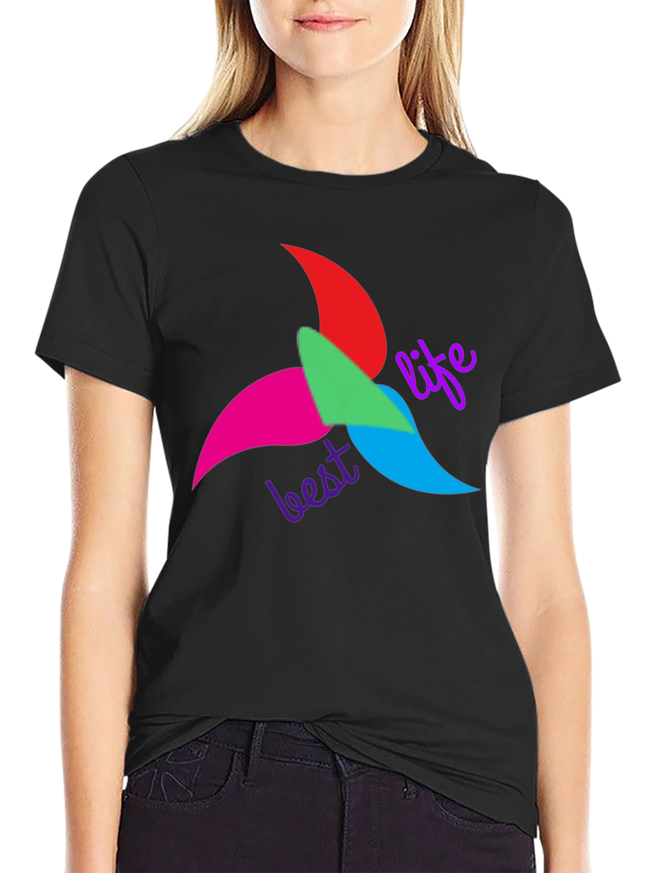 Black Best Life T-Shirt - Colorful Graphic Tee view 2