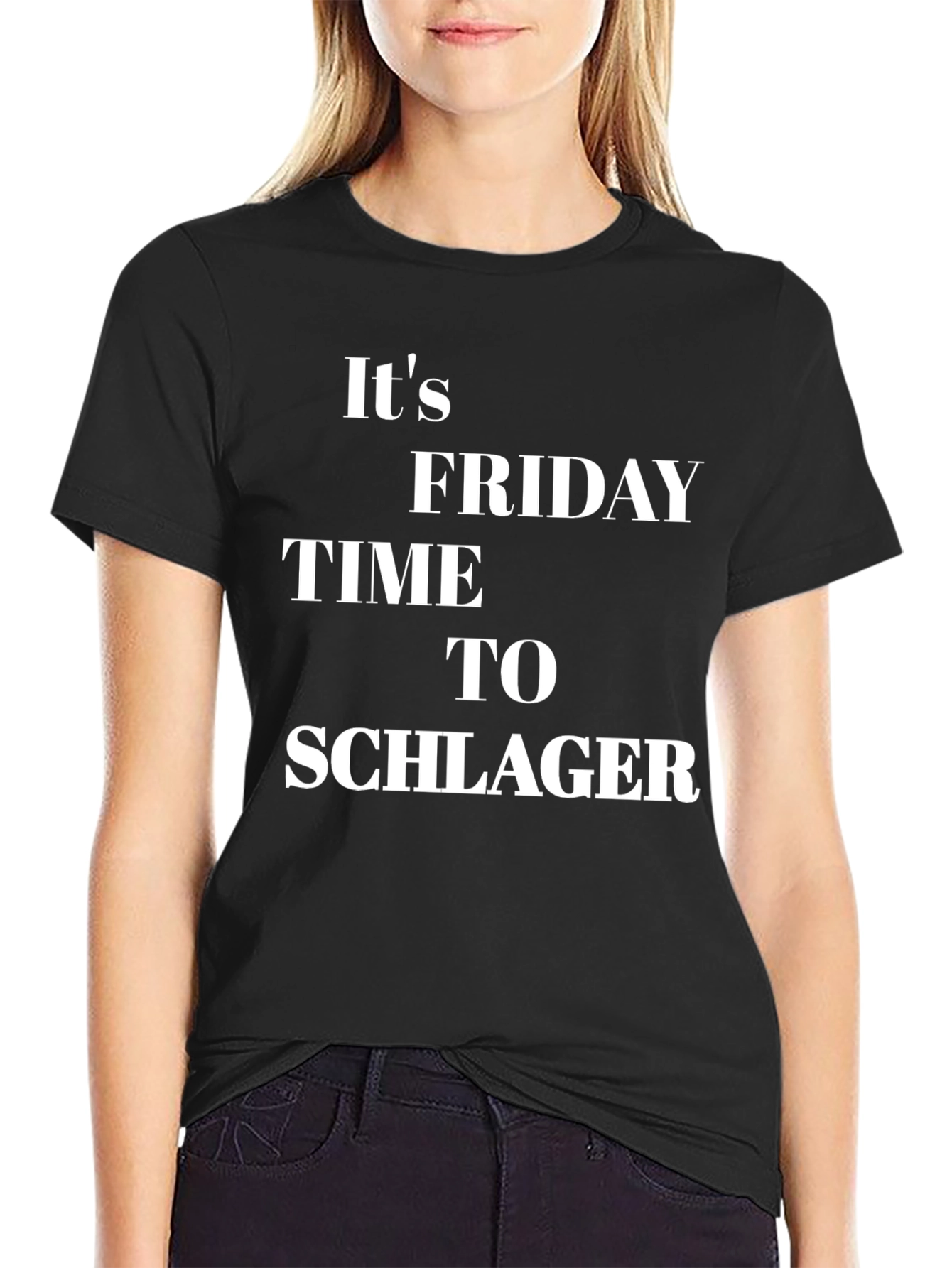 Black It's Friday Time To Schlager Black T-Shirt view 2