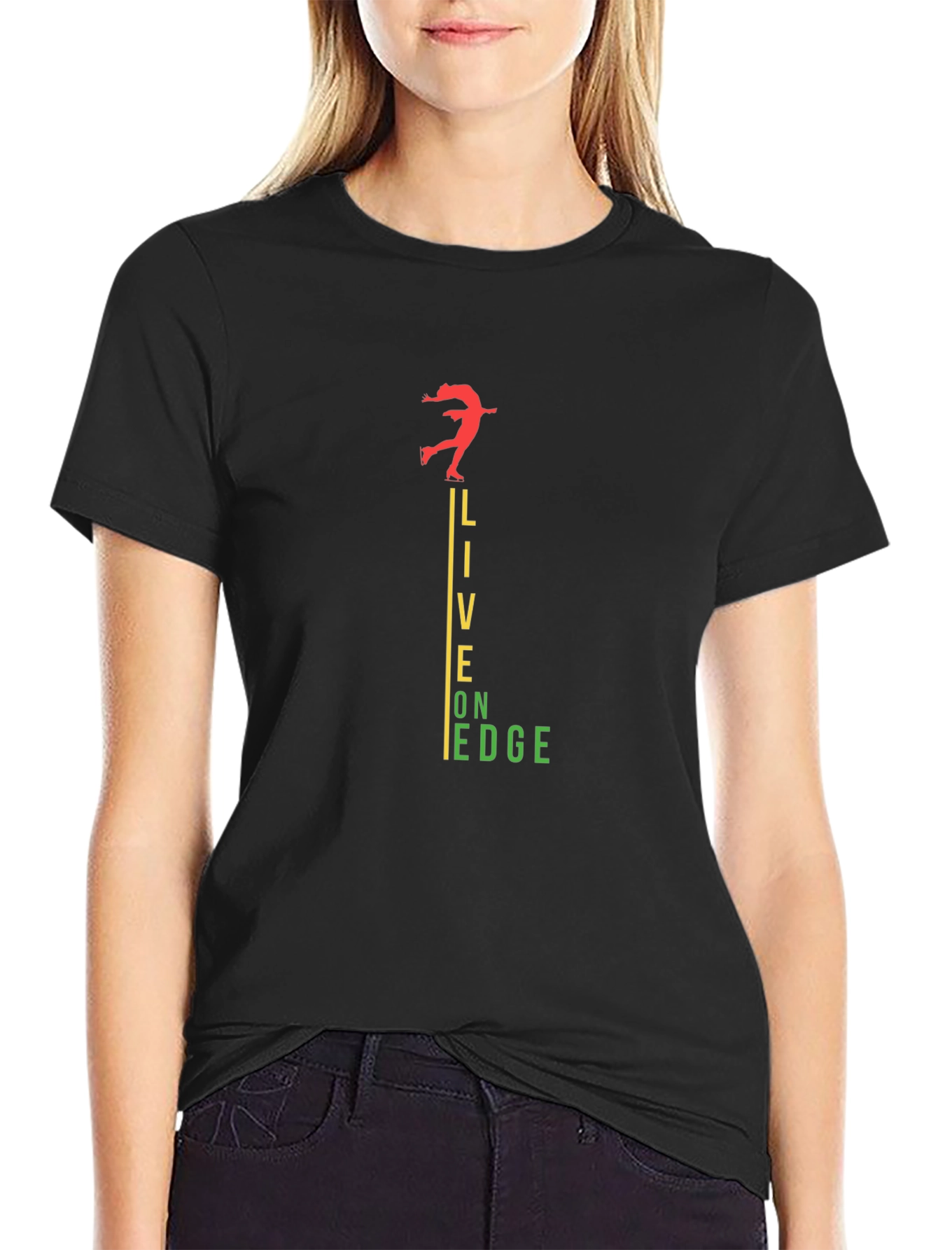 Black Live on Edge T-Shirt: Bold Graphic Tee view 2