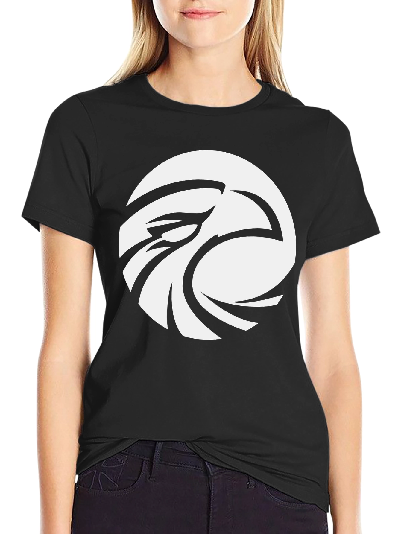 Black Eagle Eye Graphic Tee - Cool Black Cotton T-Shirt view 2