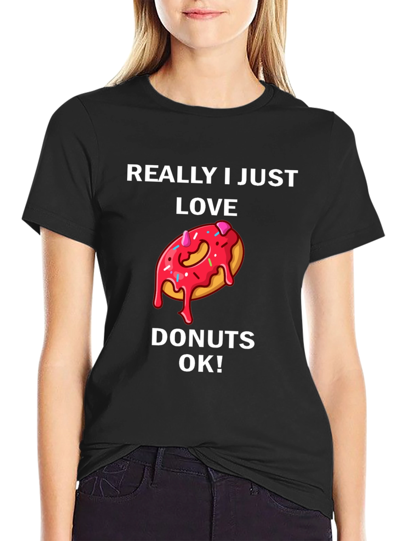 Black Donut Lover T-Shirt - Foodie Graphic Tee view 2