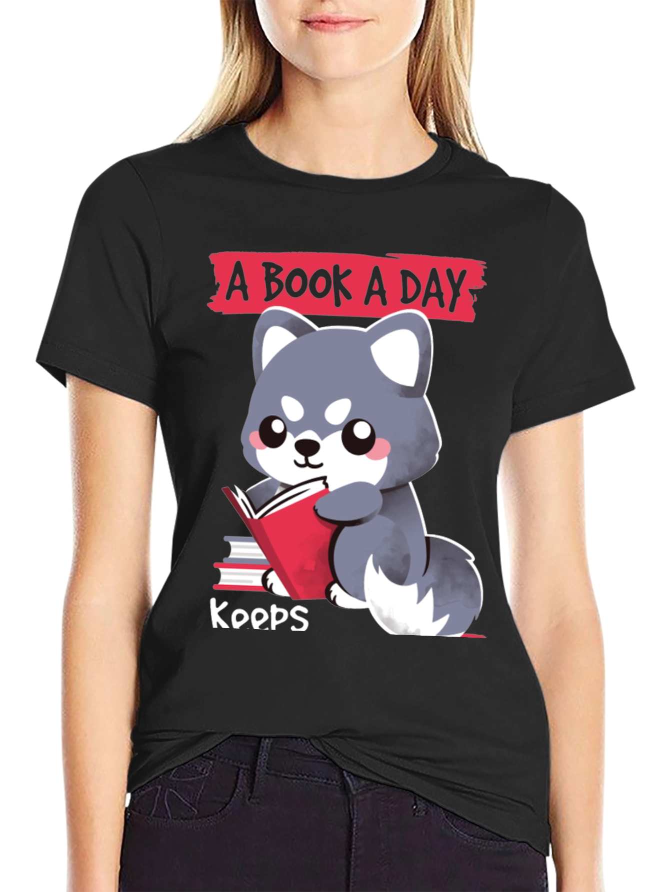 Black A Book A Day Koops T-Shirt view 2