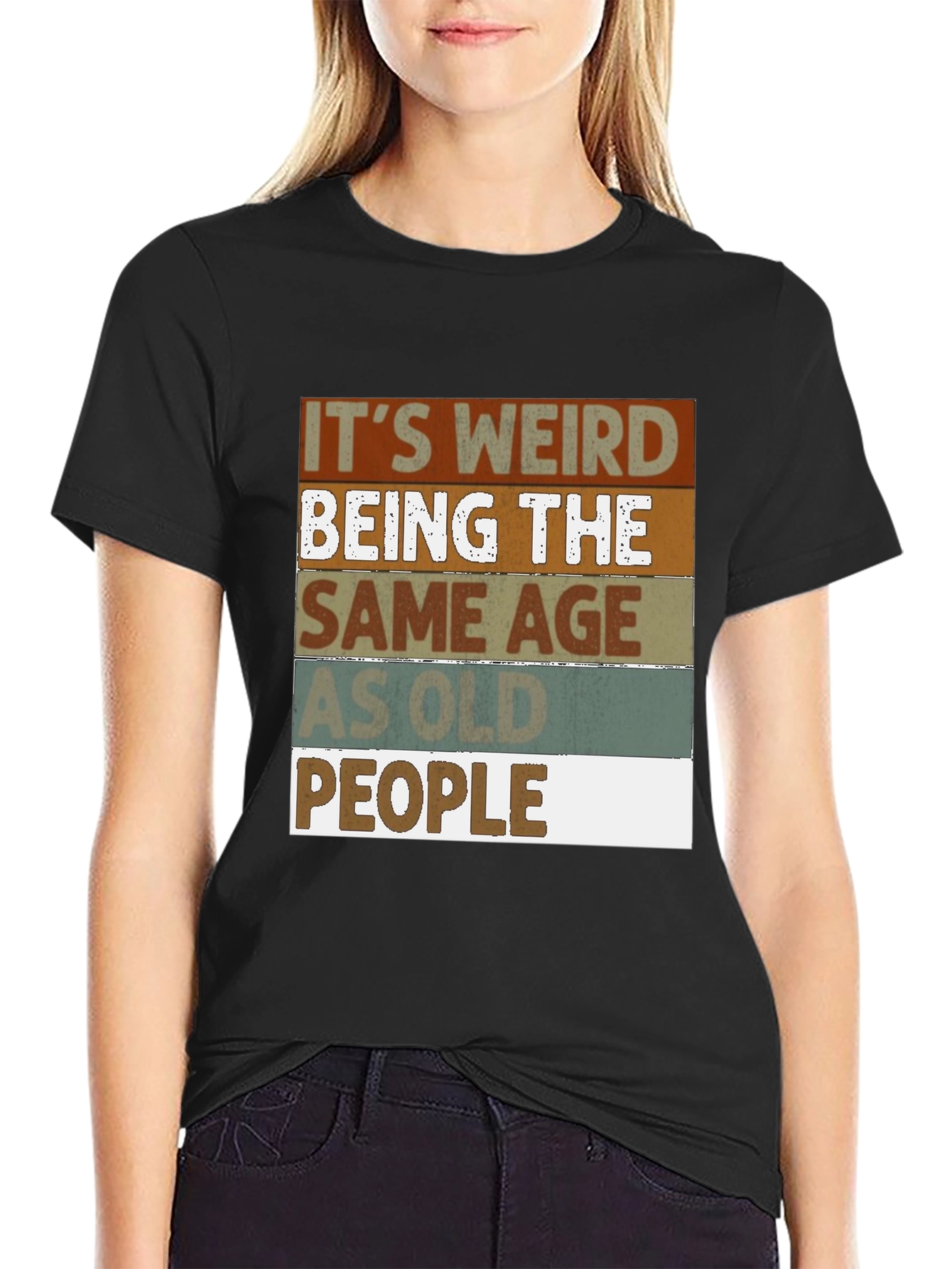 Black Funny "Same Age as Old People" Graphic Tee view 2