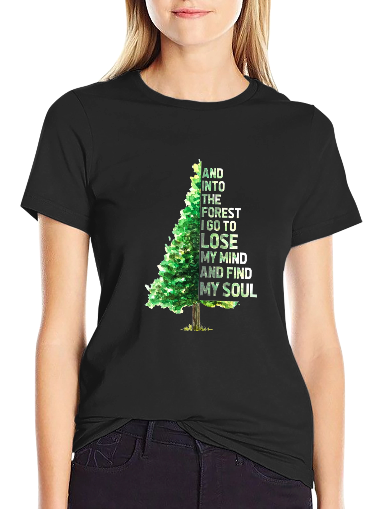 Black Into The Forest Tree Graphic Tee - Relaxed Fit view 2
