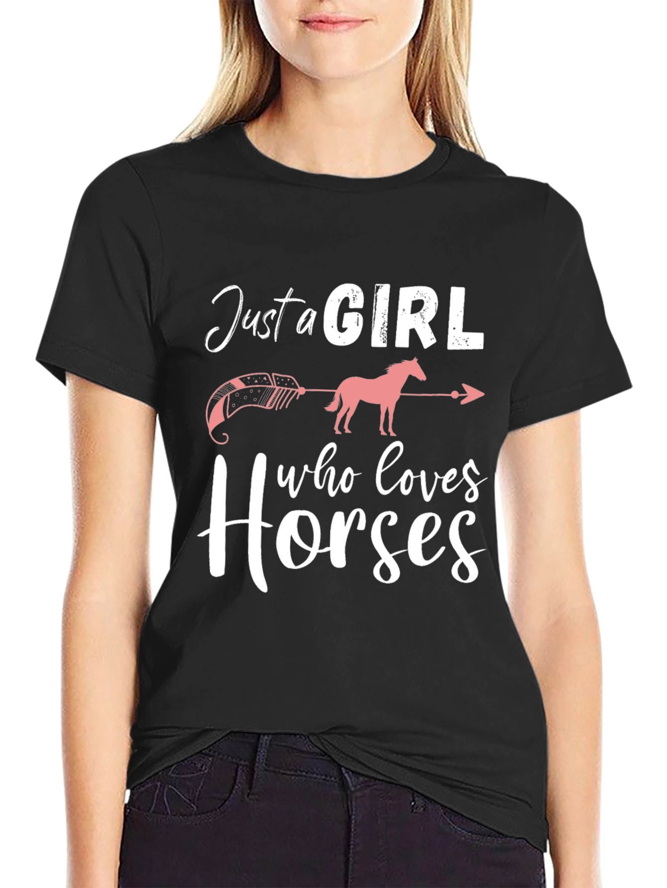 Black Just a Girl Who Loves Horses T-Shirt view 2