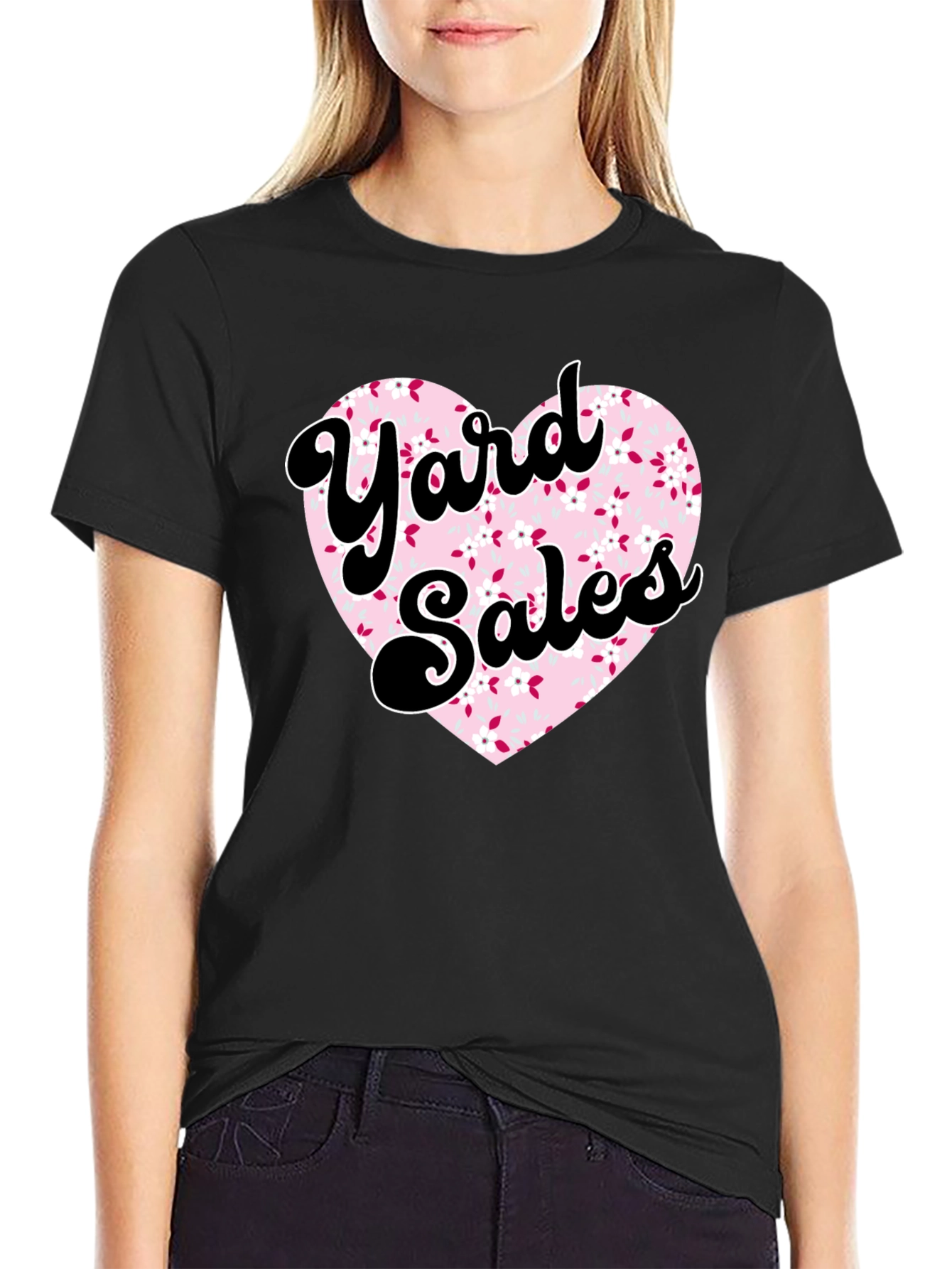 Yard Sales Heart Graphic Tee - Black Casual Shirt - 2