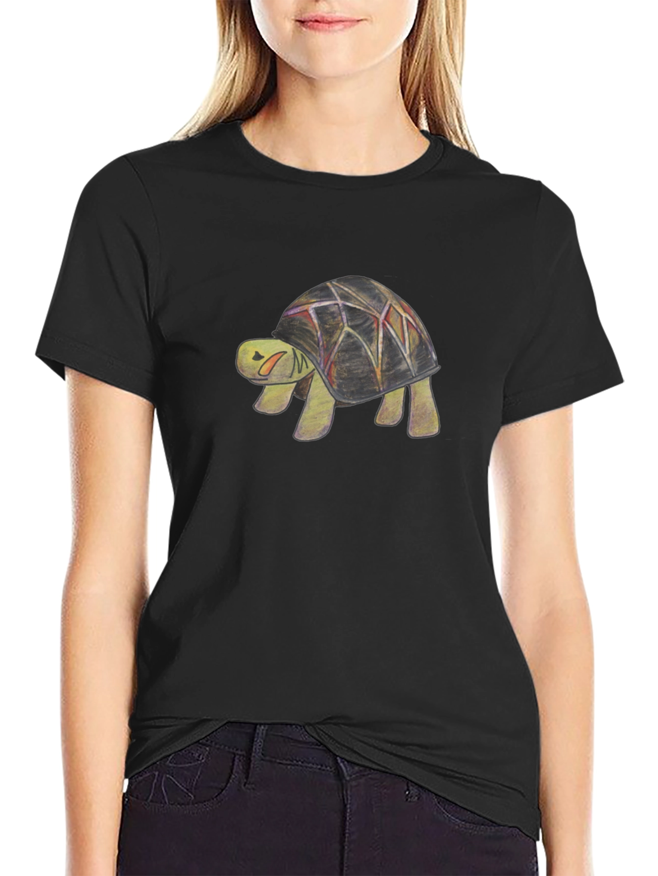 Black Turtle Graphic Print Black T-Shirt view 2