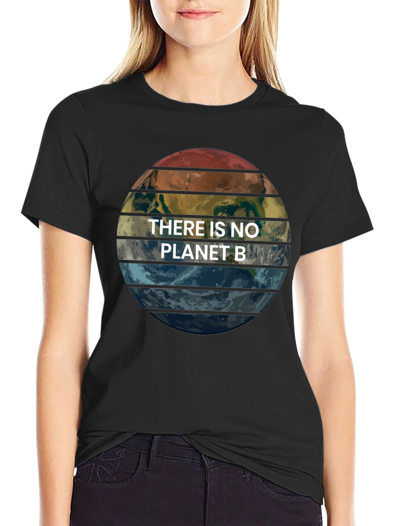 Black There Is No Planet B Earth Graphic T-Shirt view 2