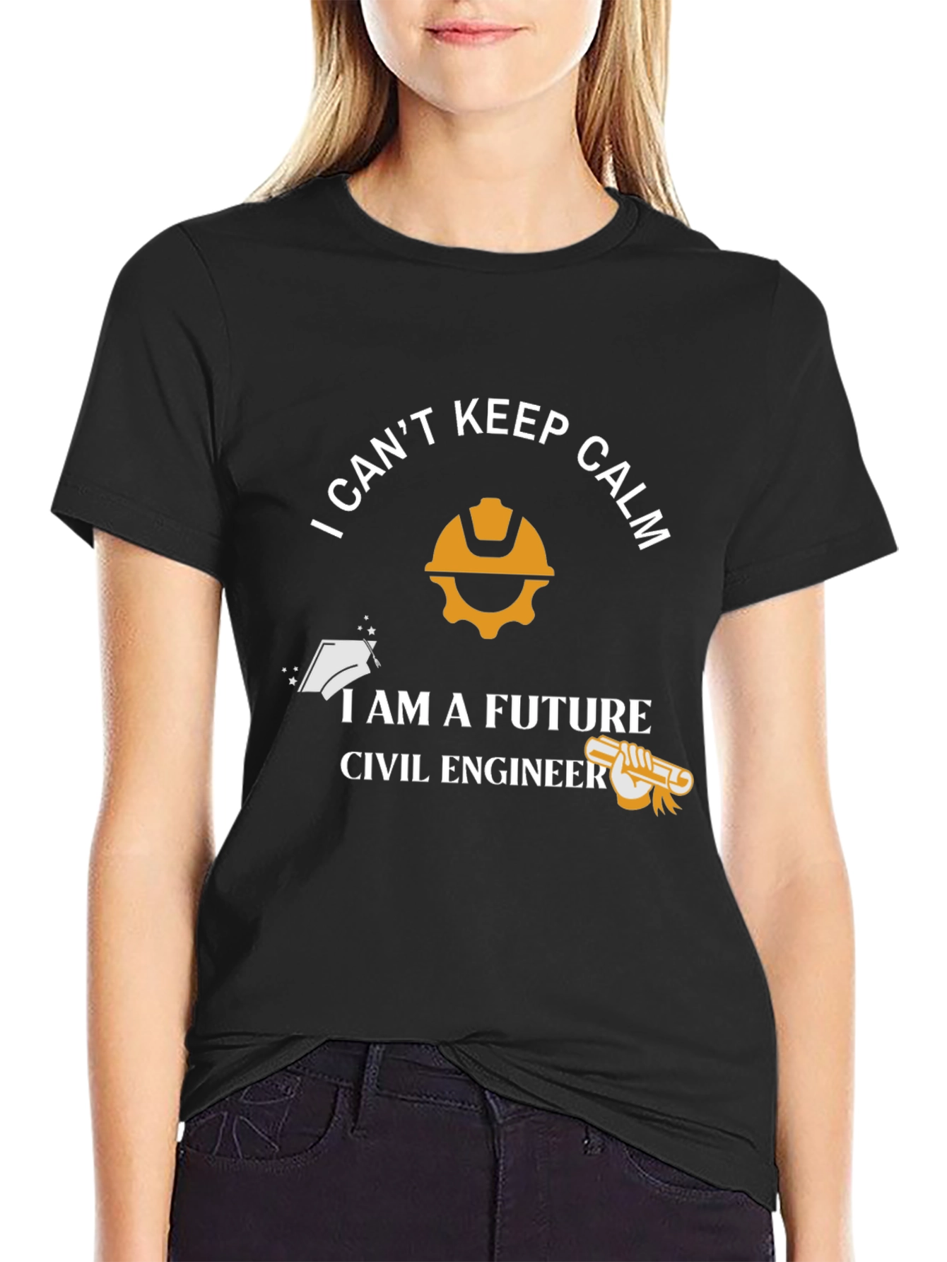 Black Future Civil Engineer T-Shirt - "I Can't Keep Calm" view 2