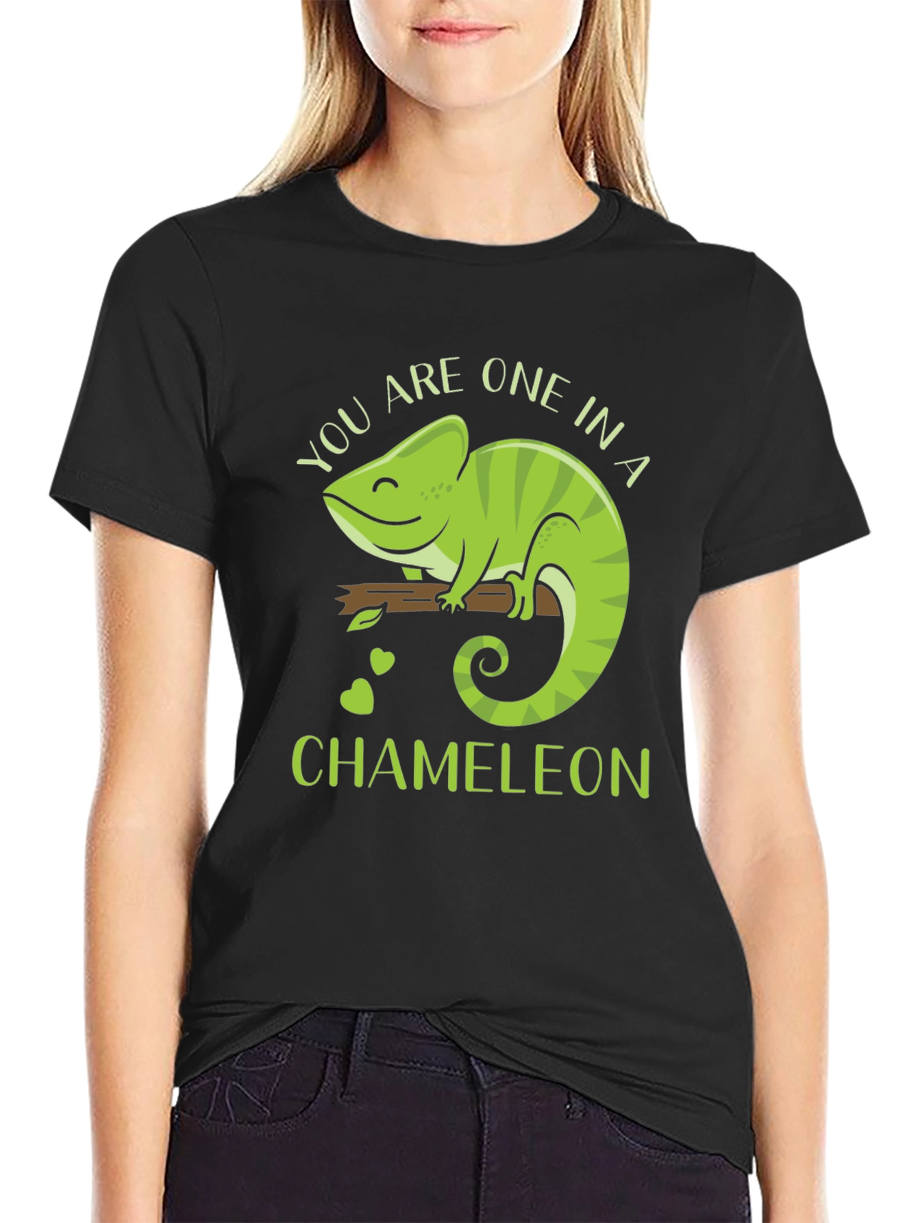 Black You Are One in a Chameleon Graphic T-Shirt view 2