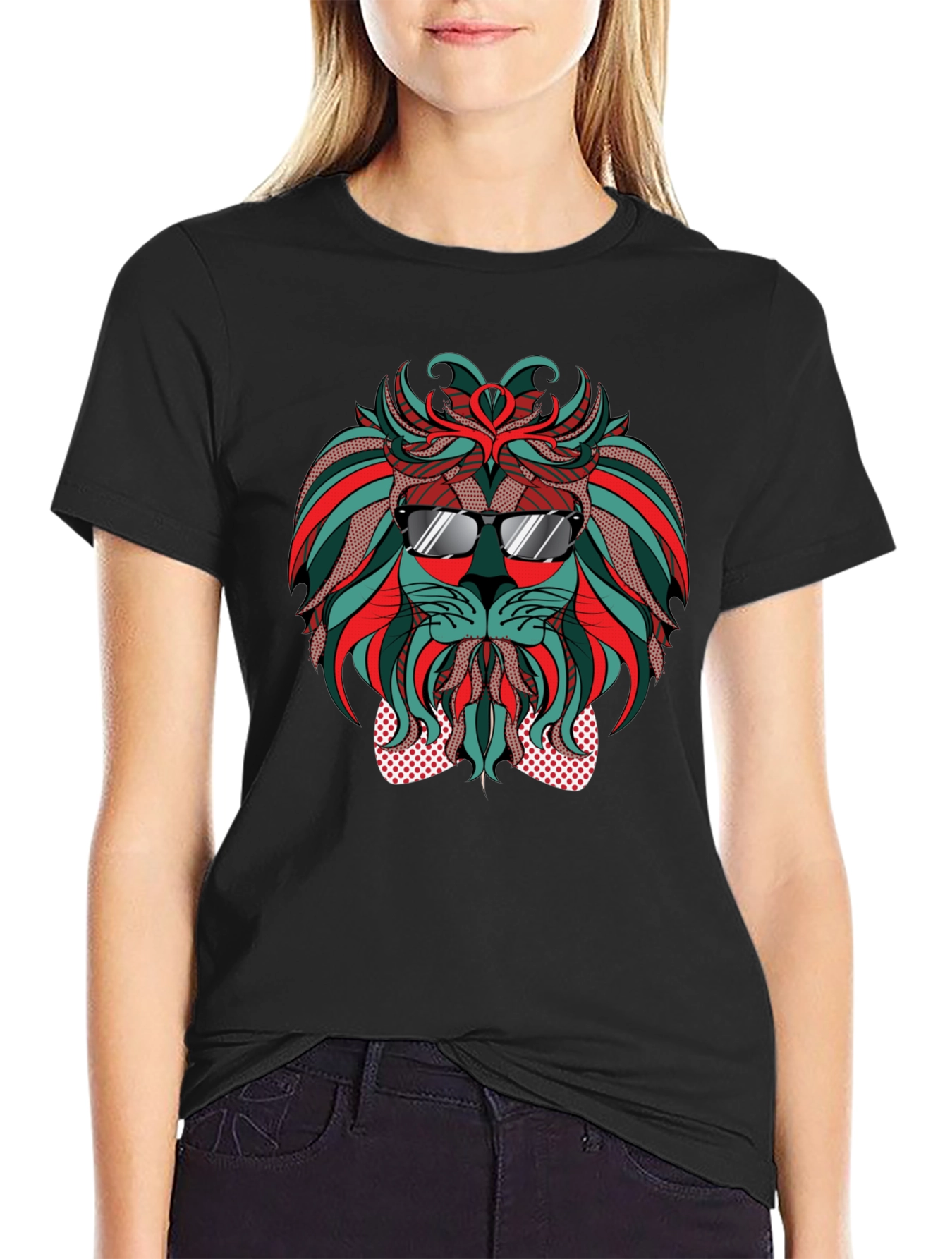 Black Cool Lion Graphic Tee - Stylish Black T-Shirt view 2